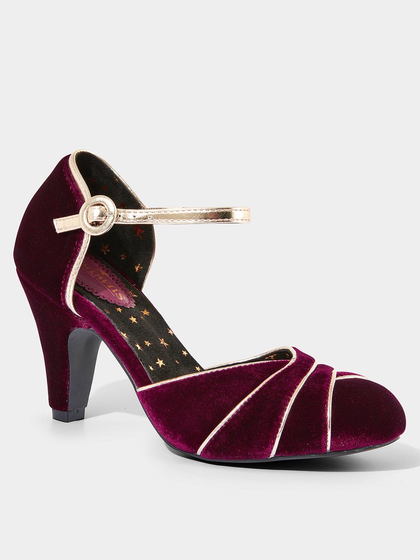 joe-browns-art-deco-velvet-heels-redstillFront