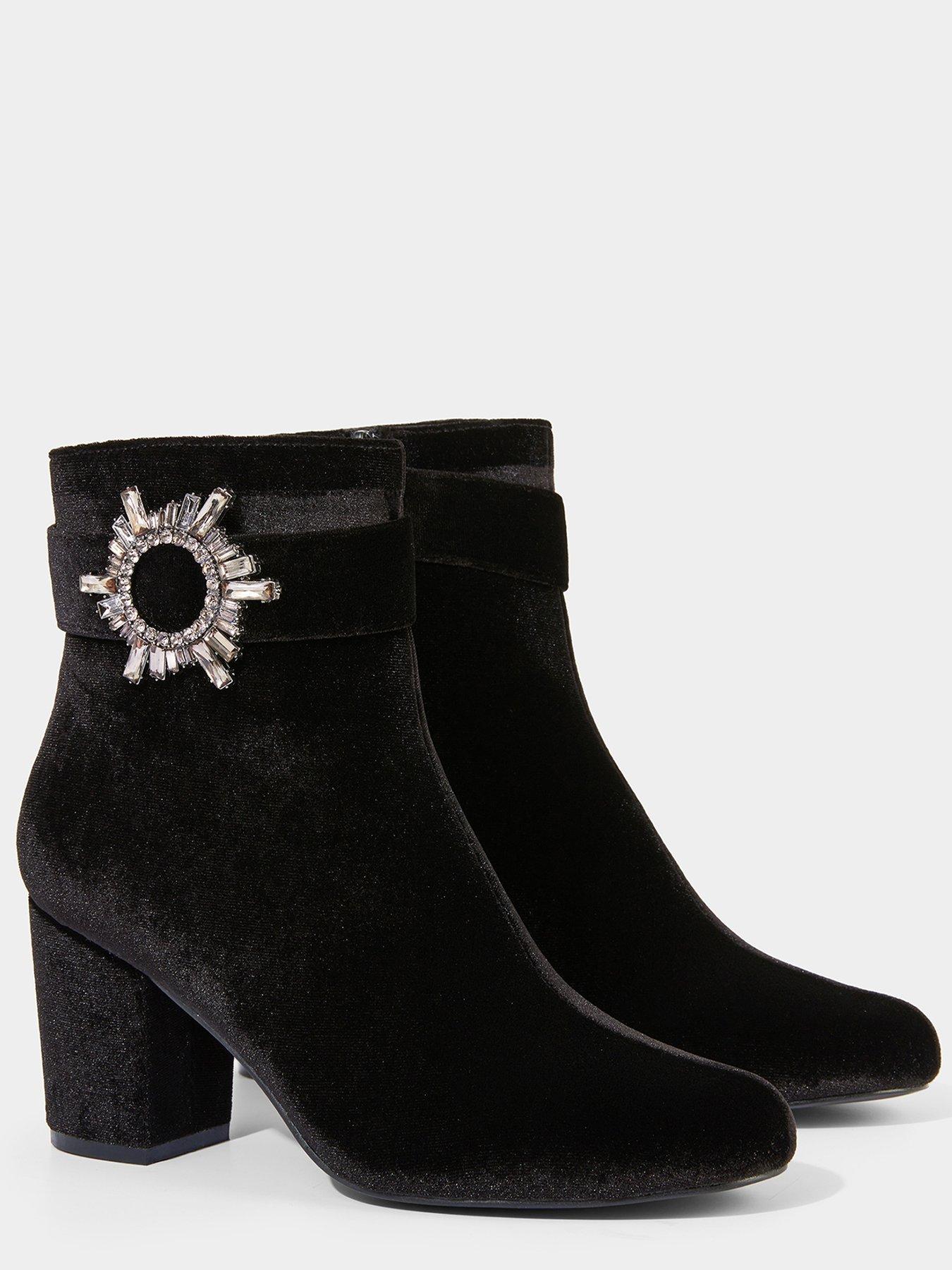 joe-browns-diamante-buckle-velvet-boots-blackoutfit