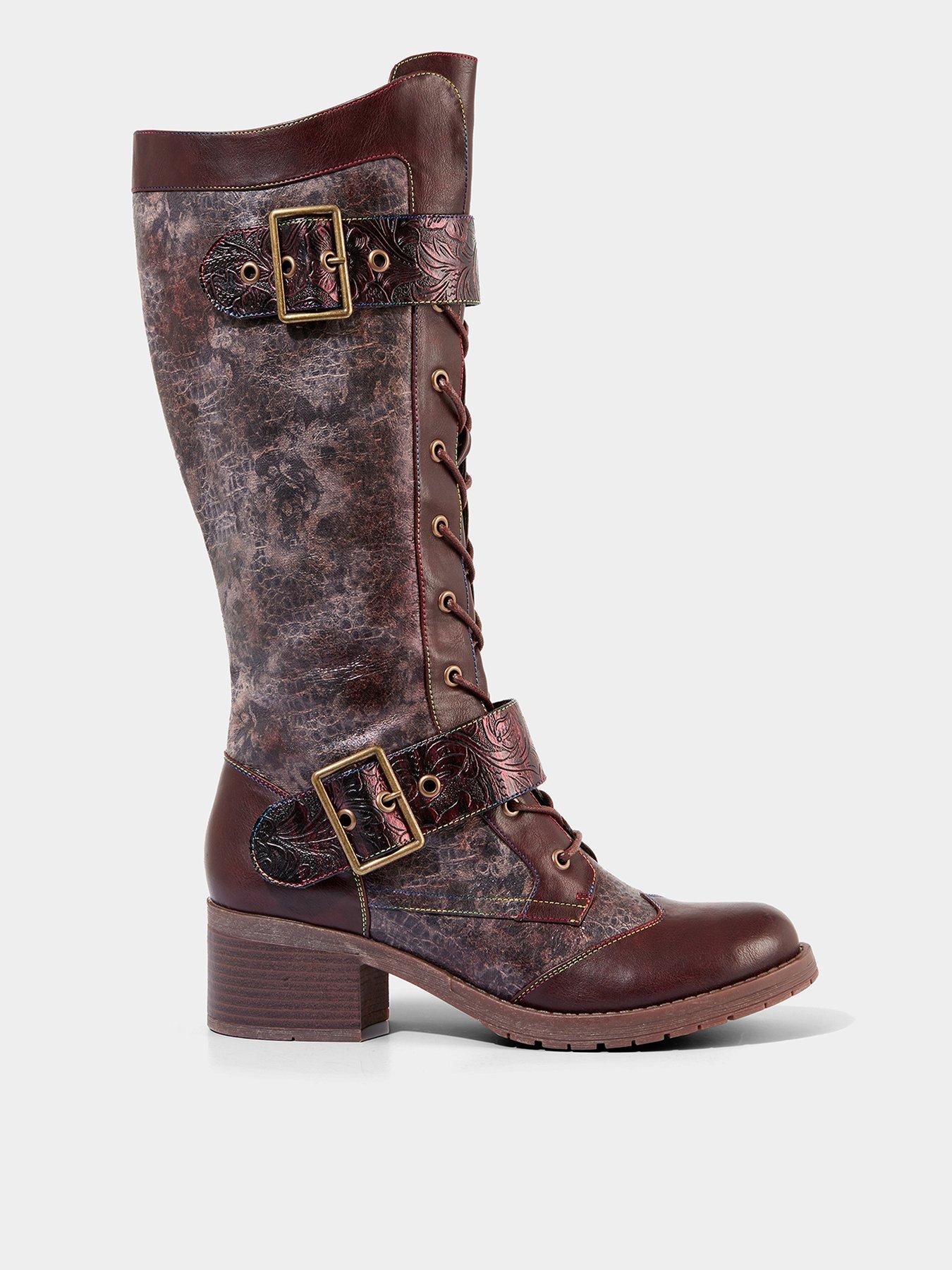 joe-browns-floral-tooled-lace-up-boots-brown