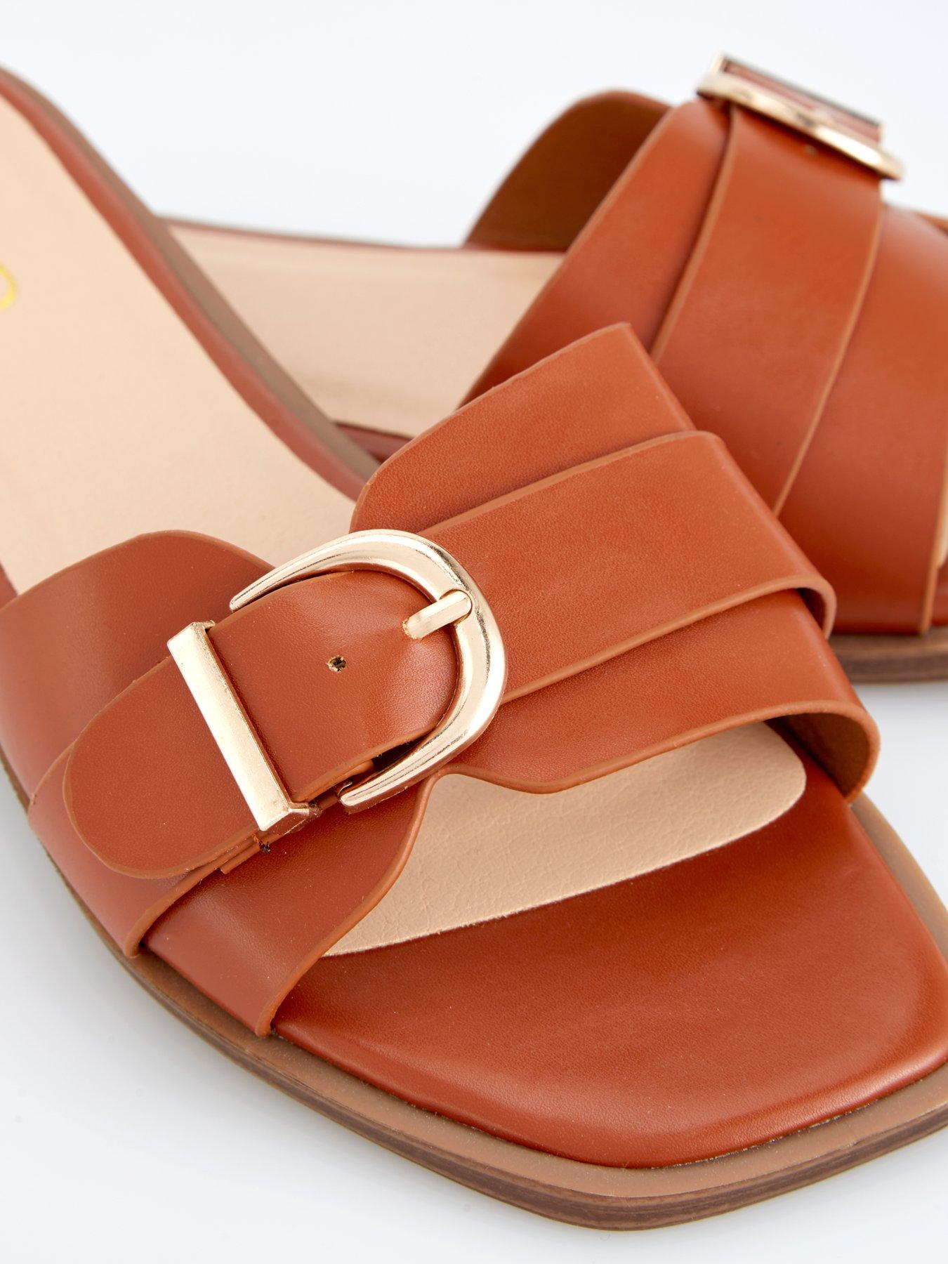 Image 6 of 7 of Raid Wide Fit Nikola Flat Sandals - Tan