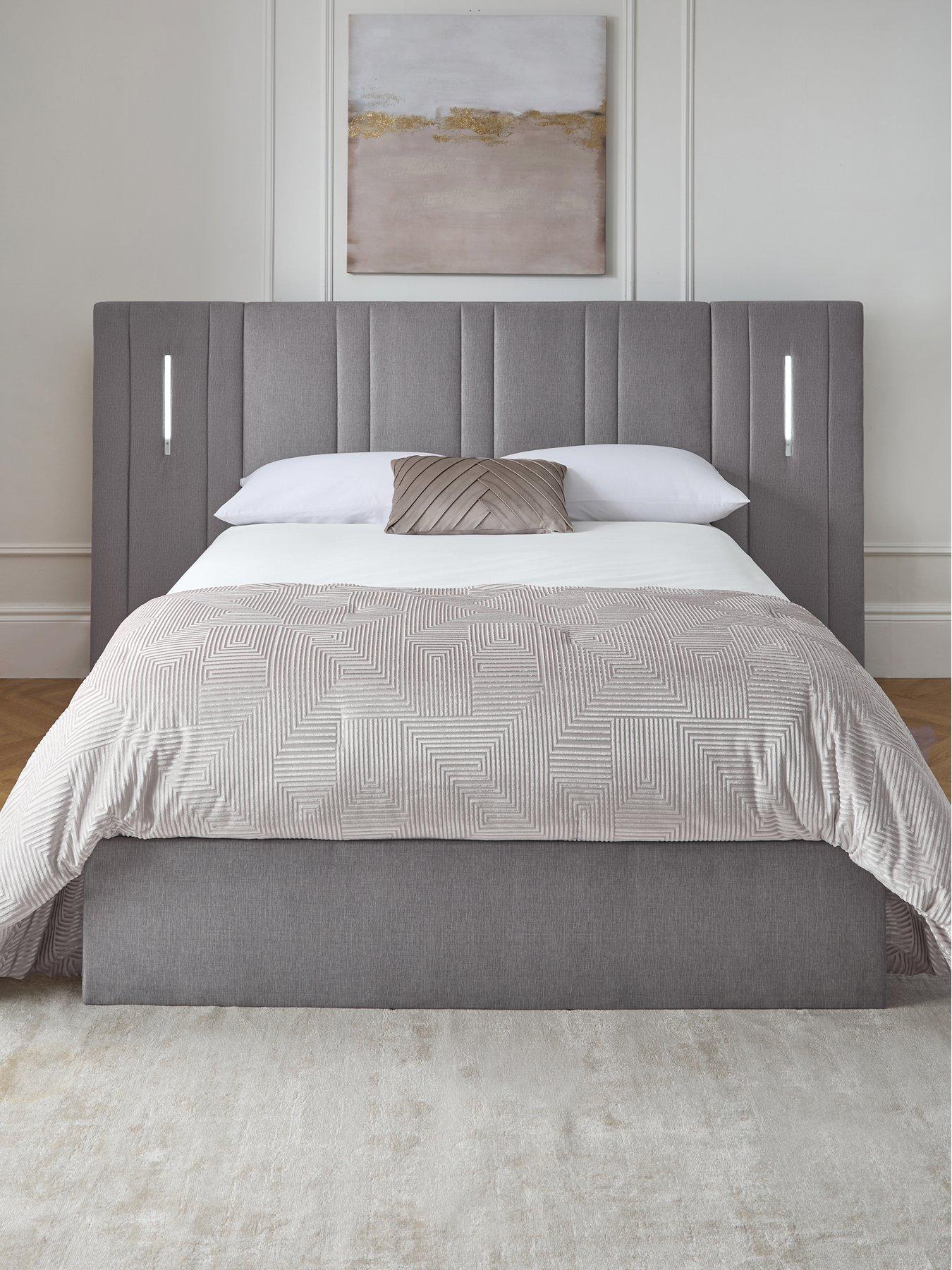 Very Home Hera Connect End Lift Ottoman Storage Bed with LED Lights and Mattress Options - Grey