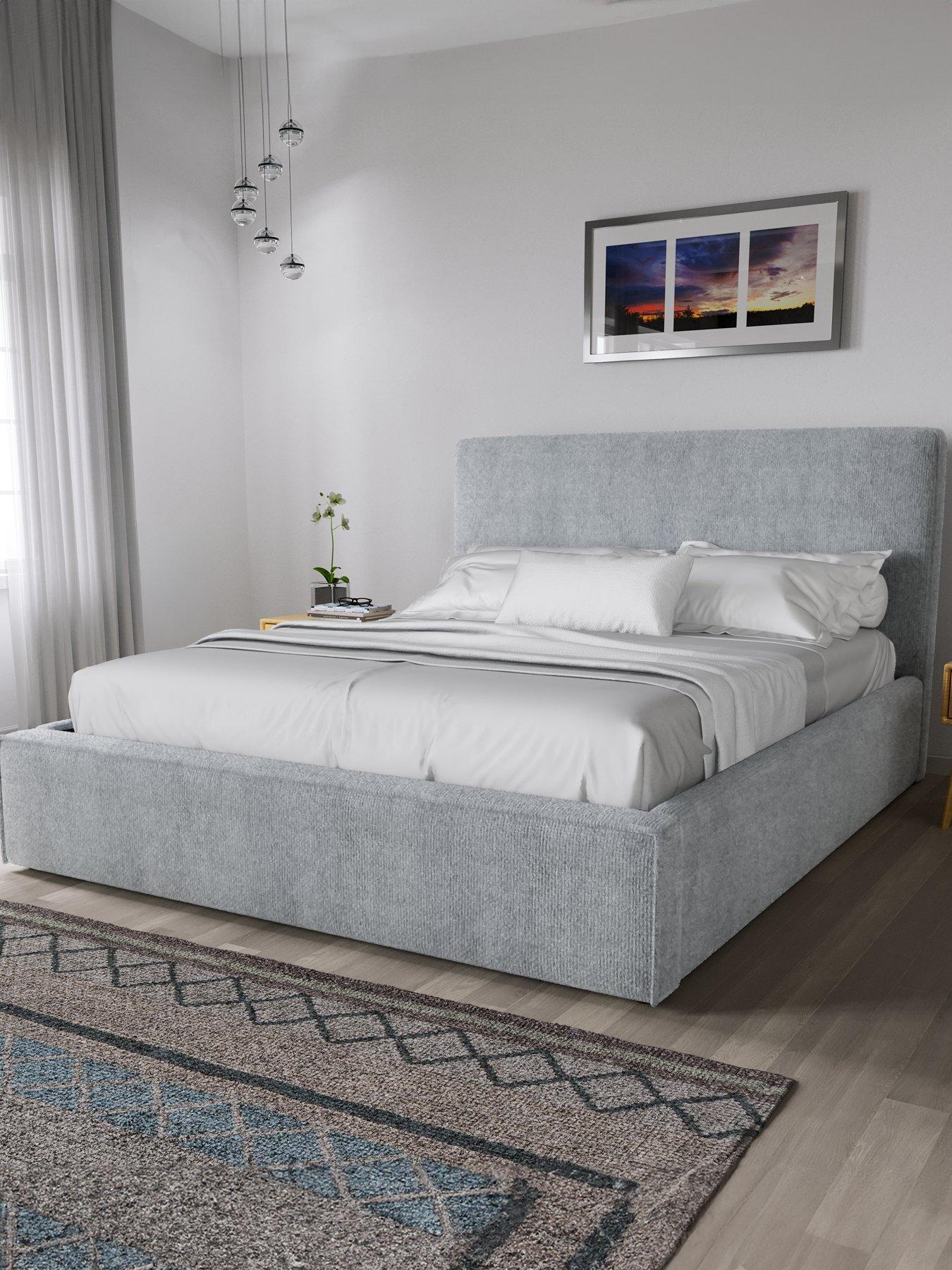 very-home-langley-fabric-bed-frame-with-mattress-options-buy-amp-save-grey