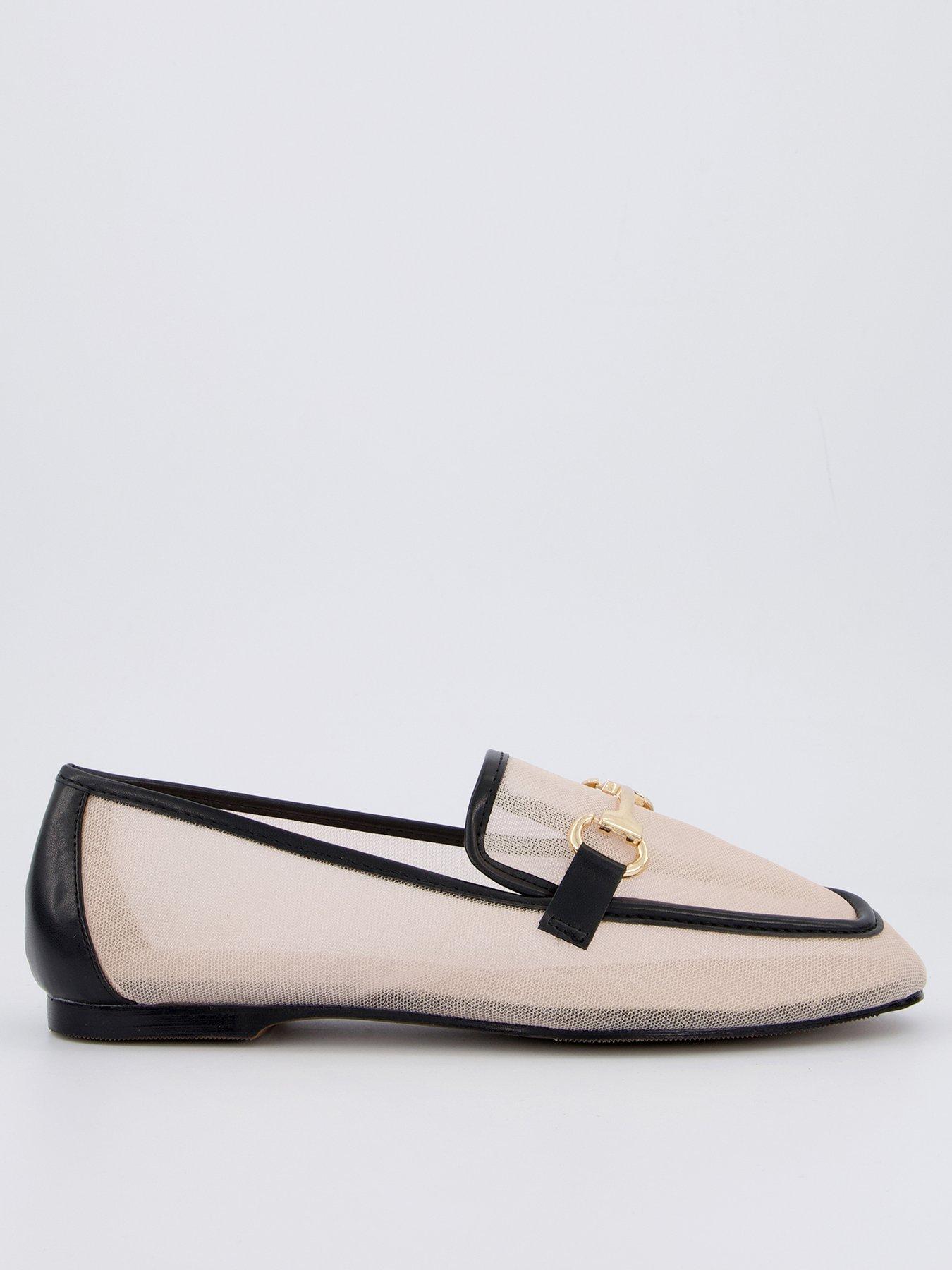 Raid Graice Mesh Loafer Shoes - Black and Cream