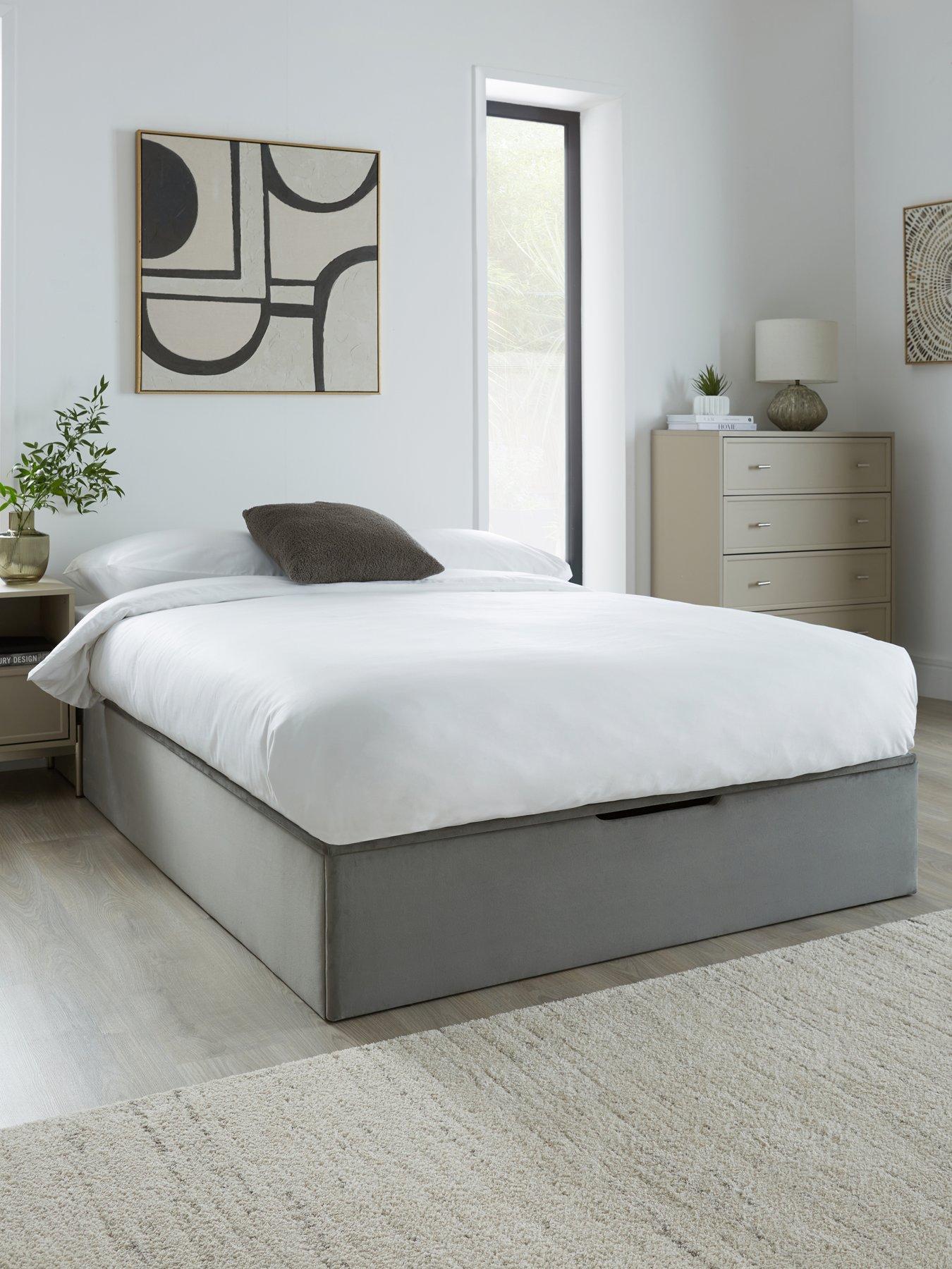 Image of Very Home Duncan End Lift Up Storage Ottoman Bed with Mattress Options (Buy  &  SAVE!) - Grey