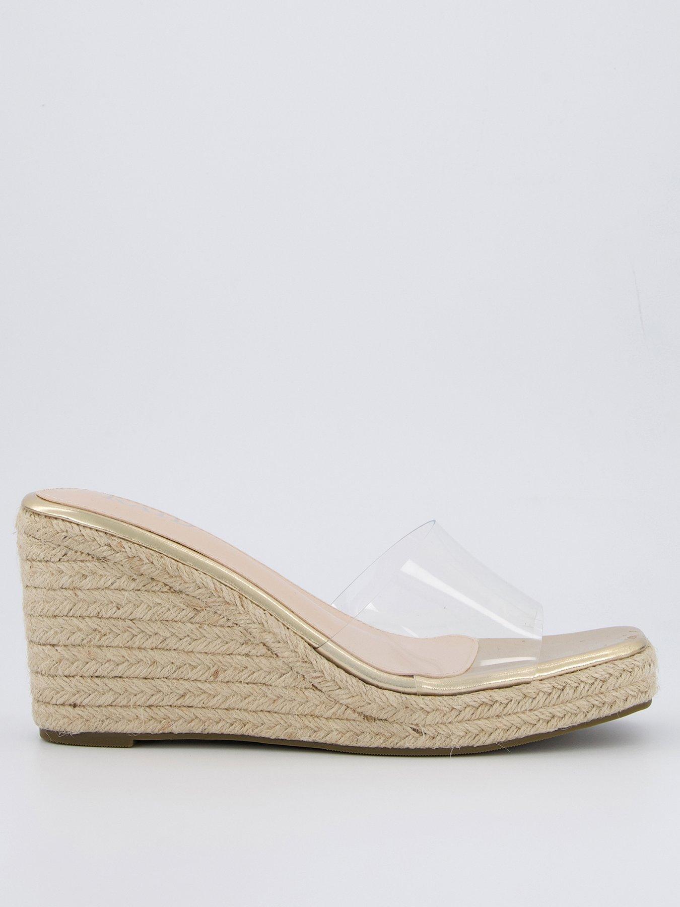 Image of Raid Lexxo Sandals - Wedges - Gold Pu & Clear Perspex