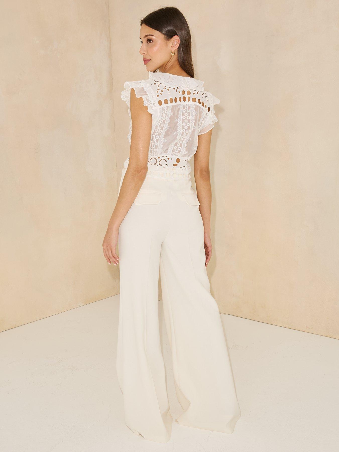Image 2 of 5 of Michelle Keegan Sleeveless Lace Top - White