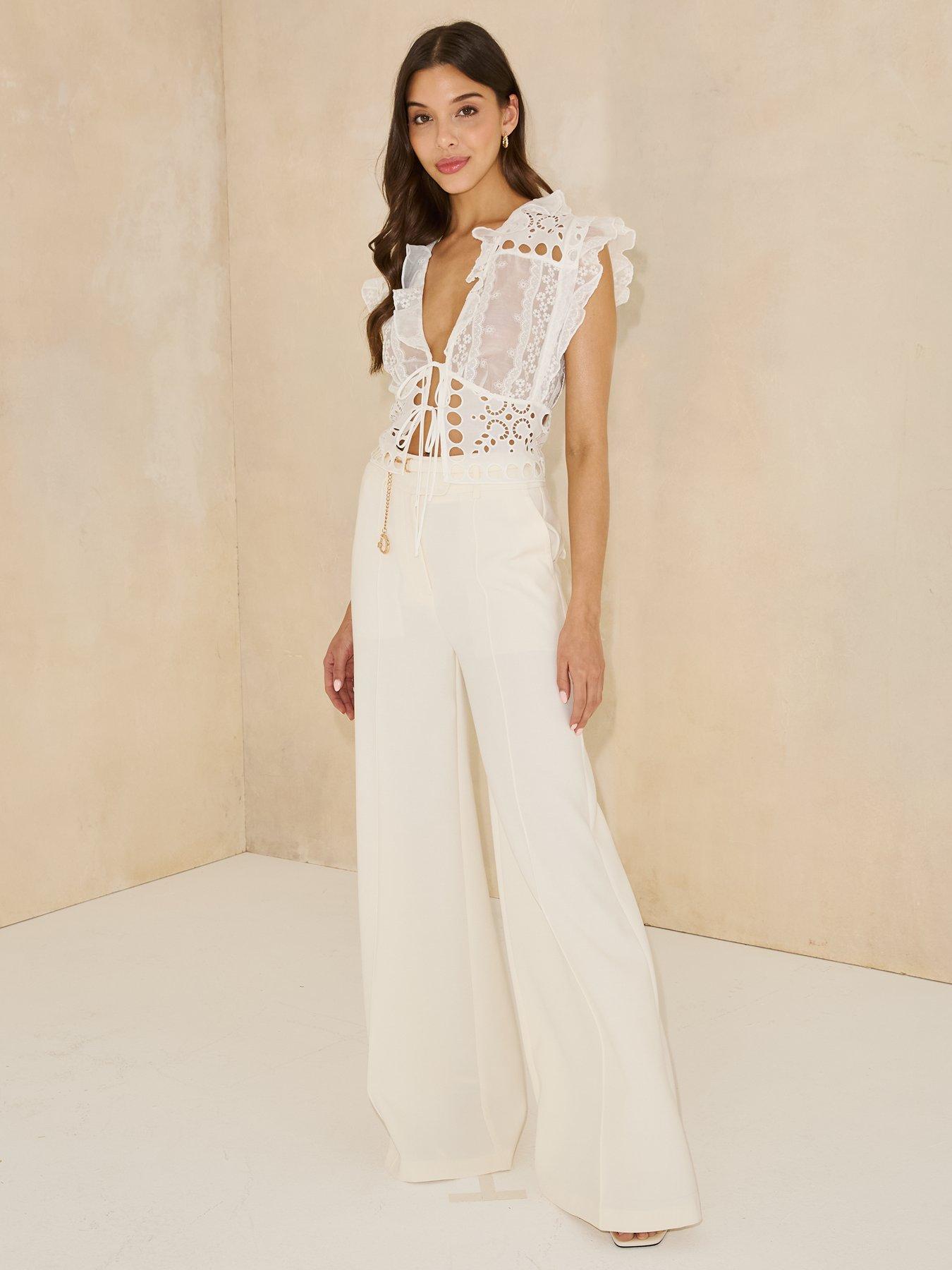 Image 3 of 5 of Michelle Keegan Sleeveless Lace Top - White