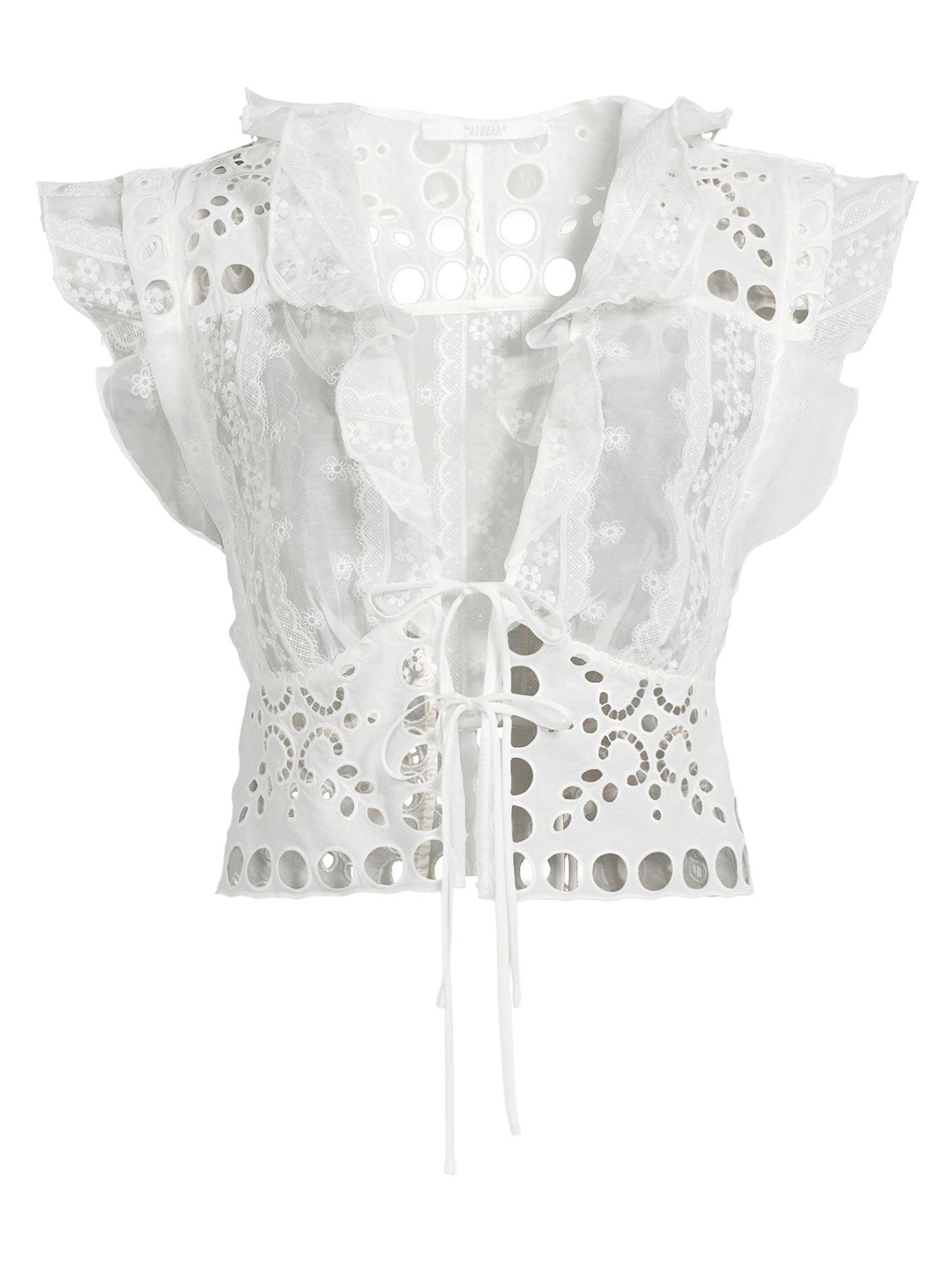 Image 5 of 5 of Michelle Keegan Sleeveless Lace Top - White