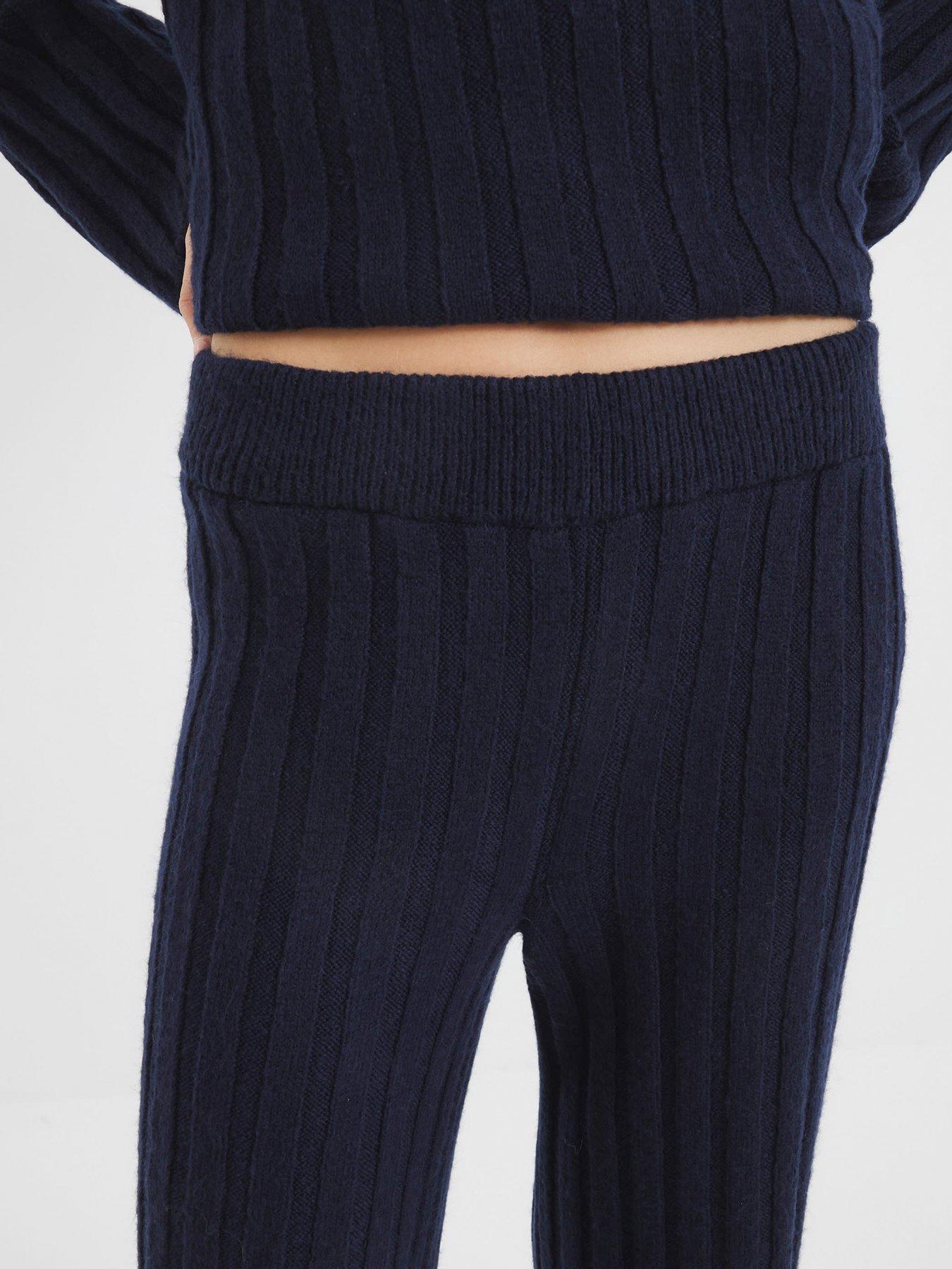 river-island-ribbed-flare-trouser-navy-bluedetail