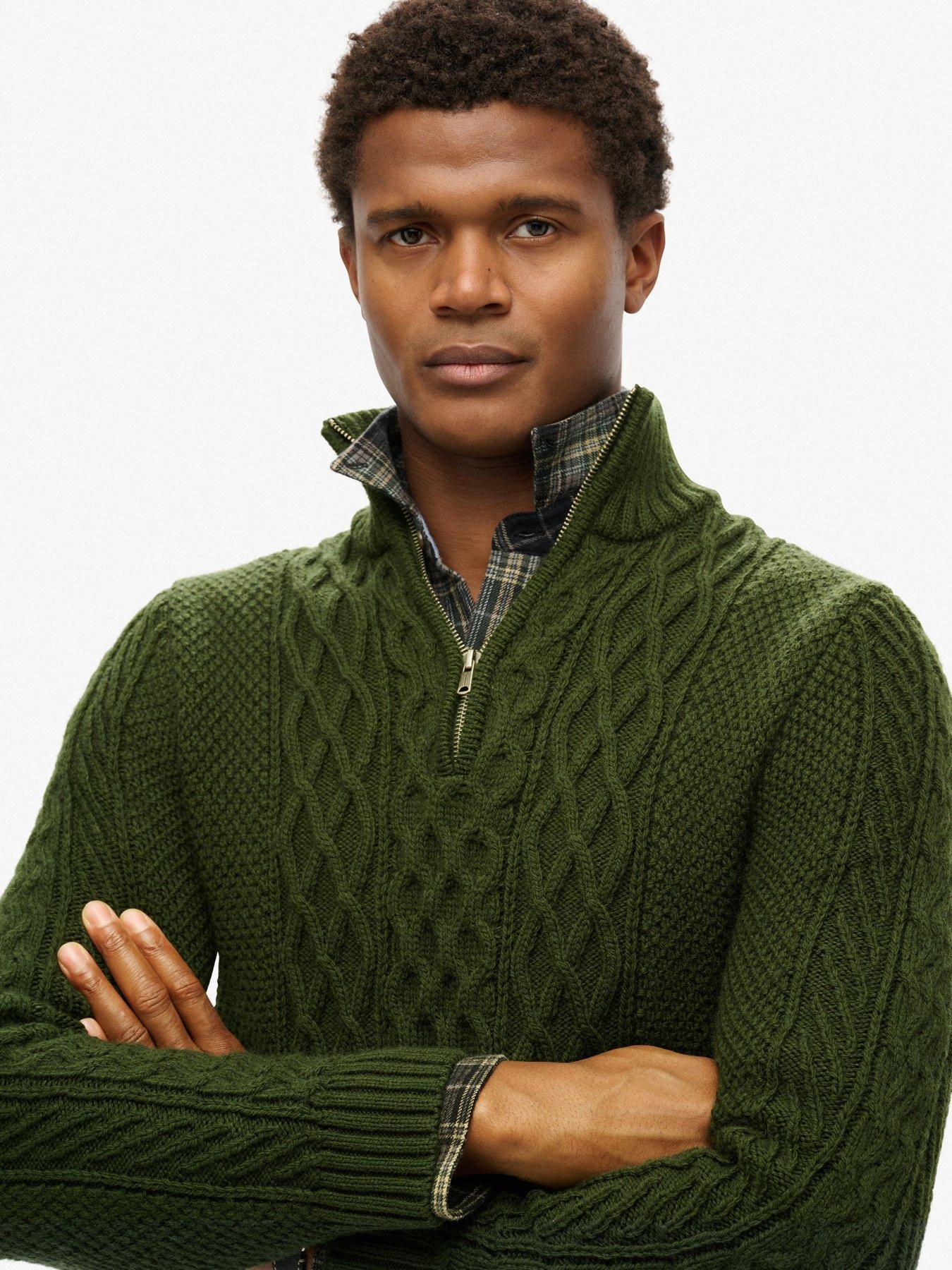 superdry-superdry-jacob-cable-half-zip-knitted-jumper--dark-greenstillFront