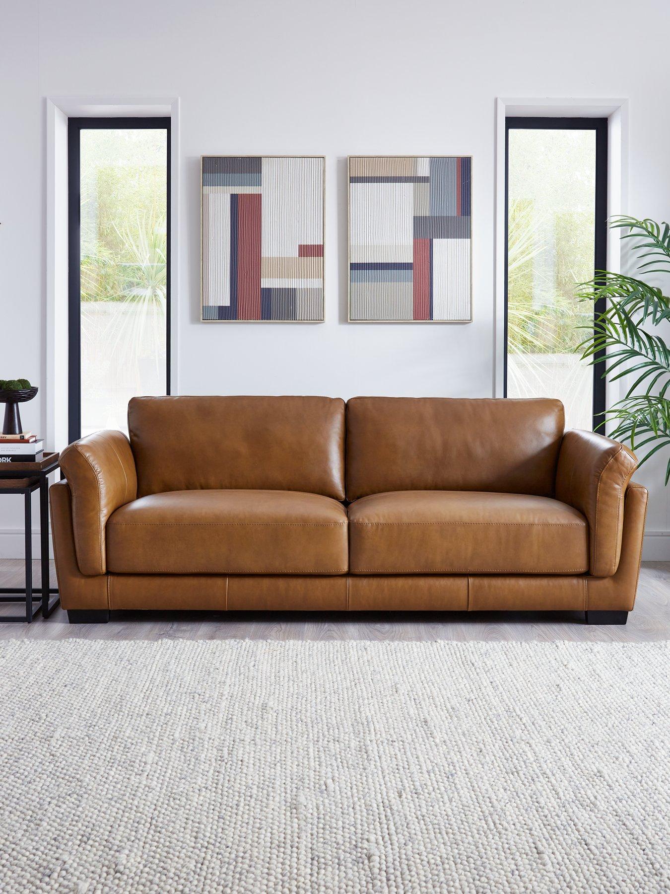 Very Home Morena 3 Seater Standard Back Leather Sofa