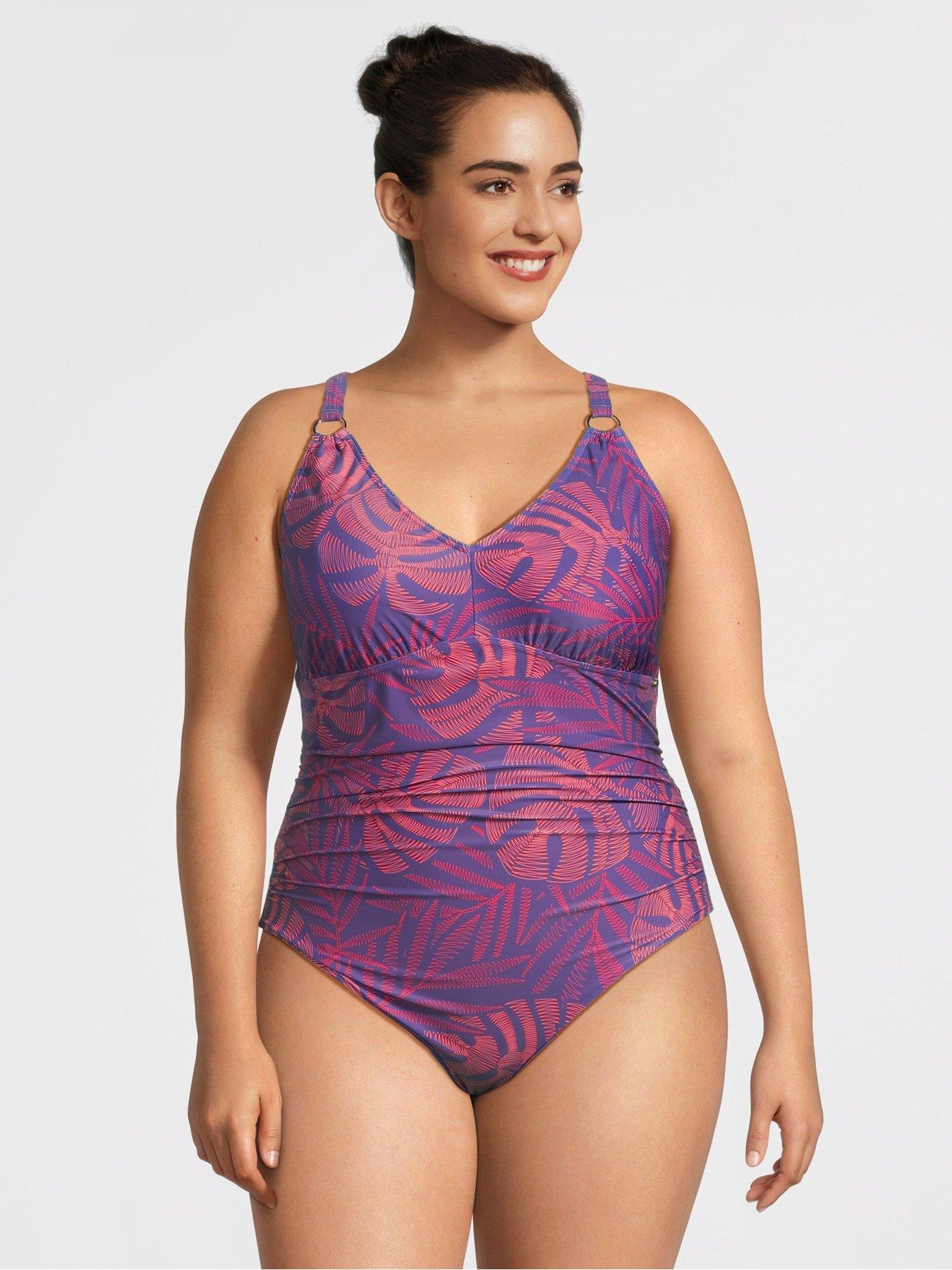 Image 1 of 5 of Speedo Womens Plus Size Shaping Printed V Neck 1 Piece - Hapuna