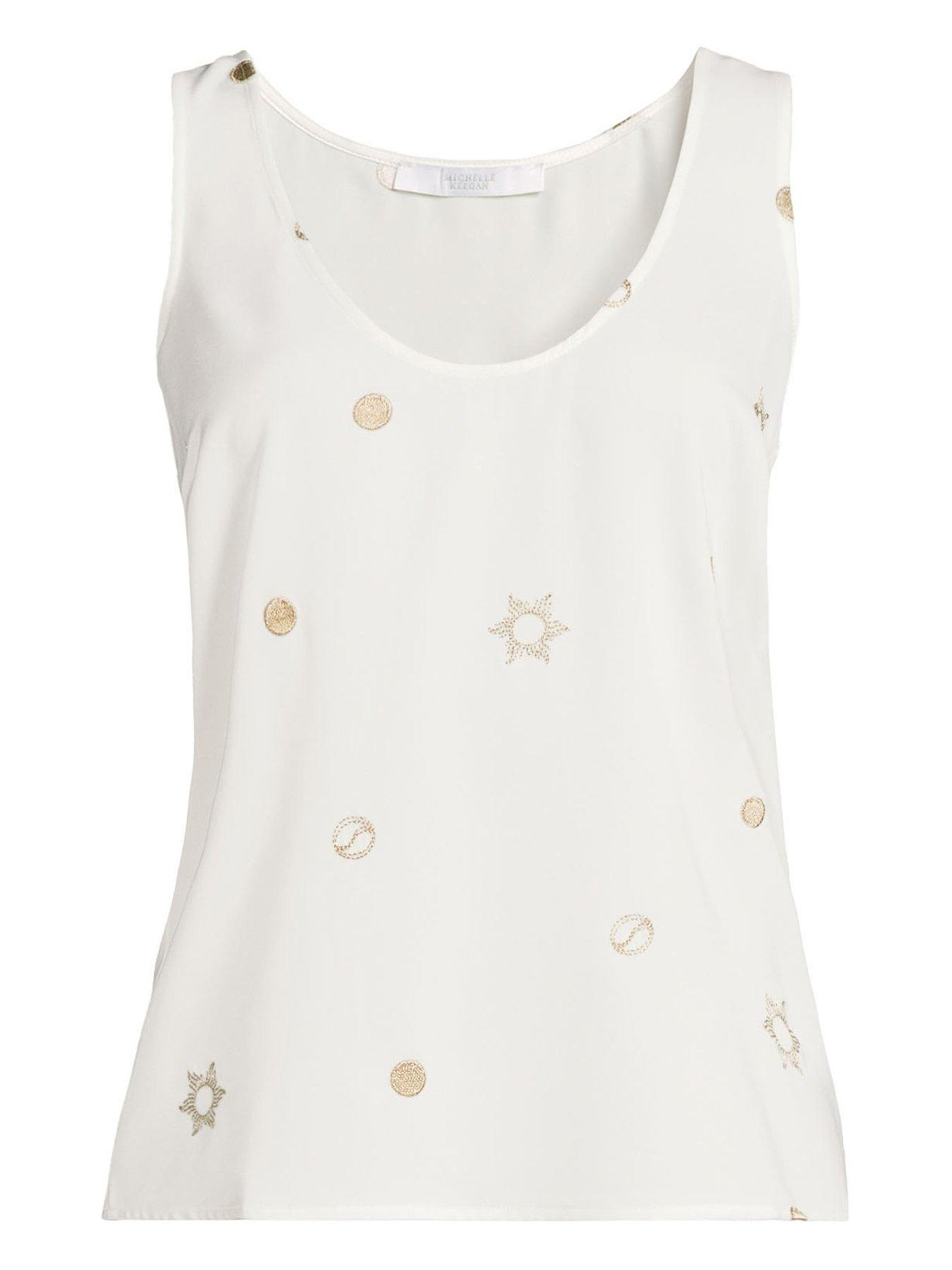 Image 5 of 5 of Michelle Keegan Woven&nbsp;Sun &amp; Moon Fabric Loose Tank - White