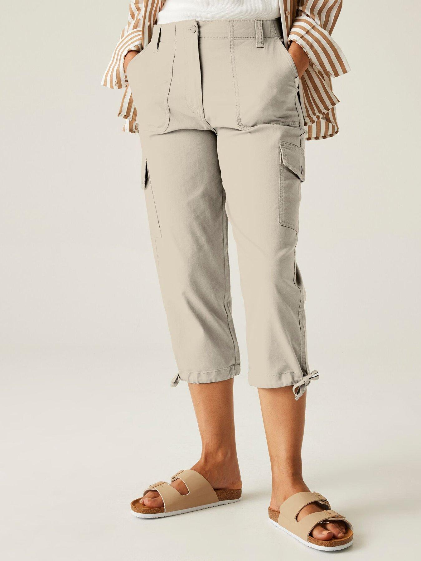 undefined Womens Shorebella Cargo Capri Trousers- Beige