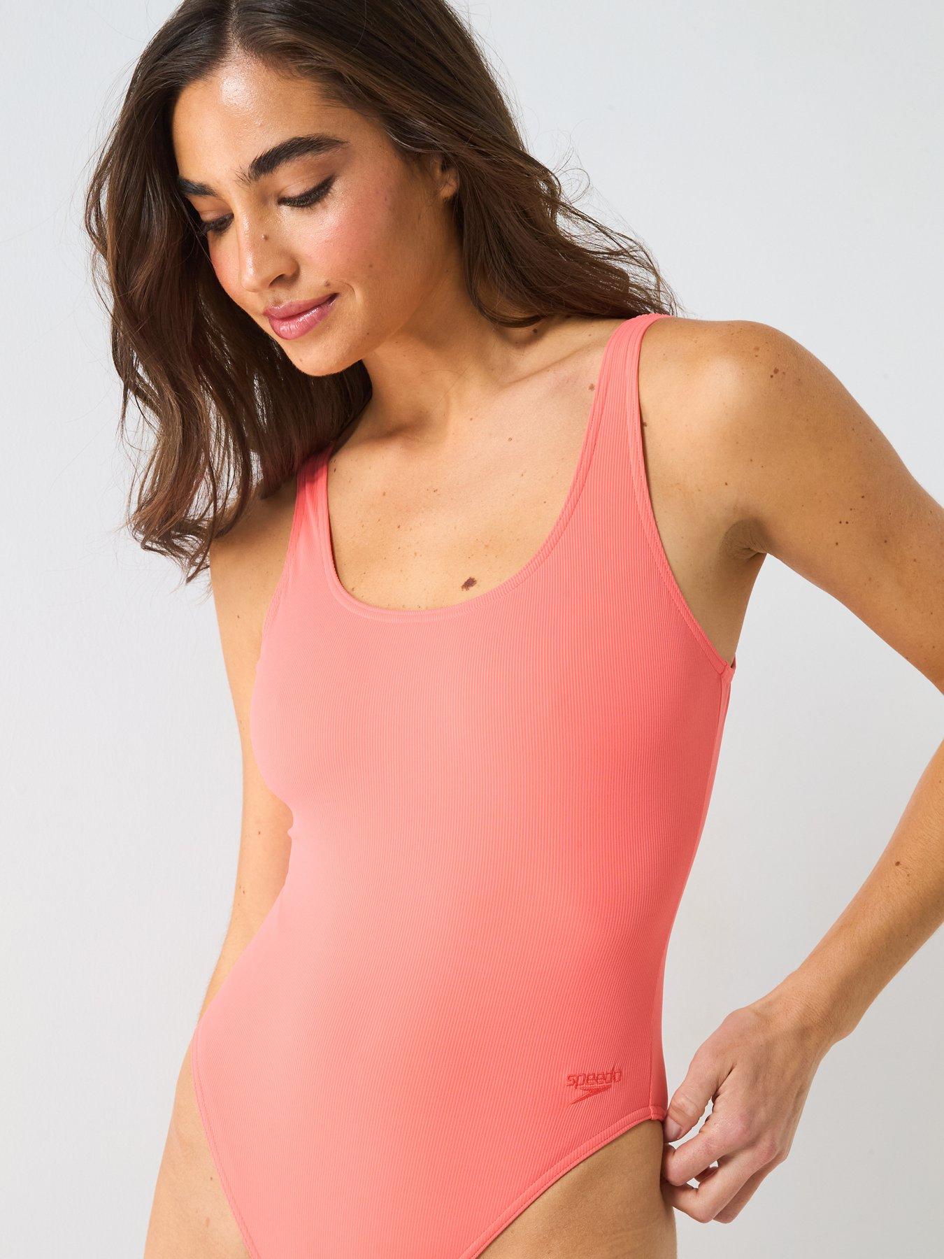 Image 4 of 5 of Speedo Womens Textured Deep U-Back - Coral Sands - Pink