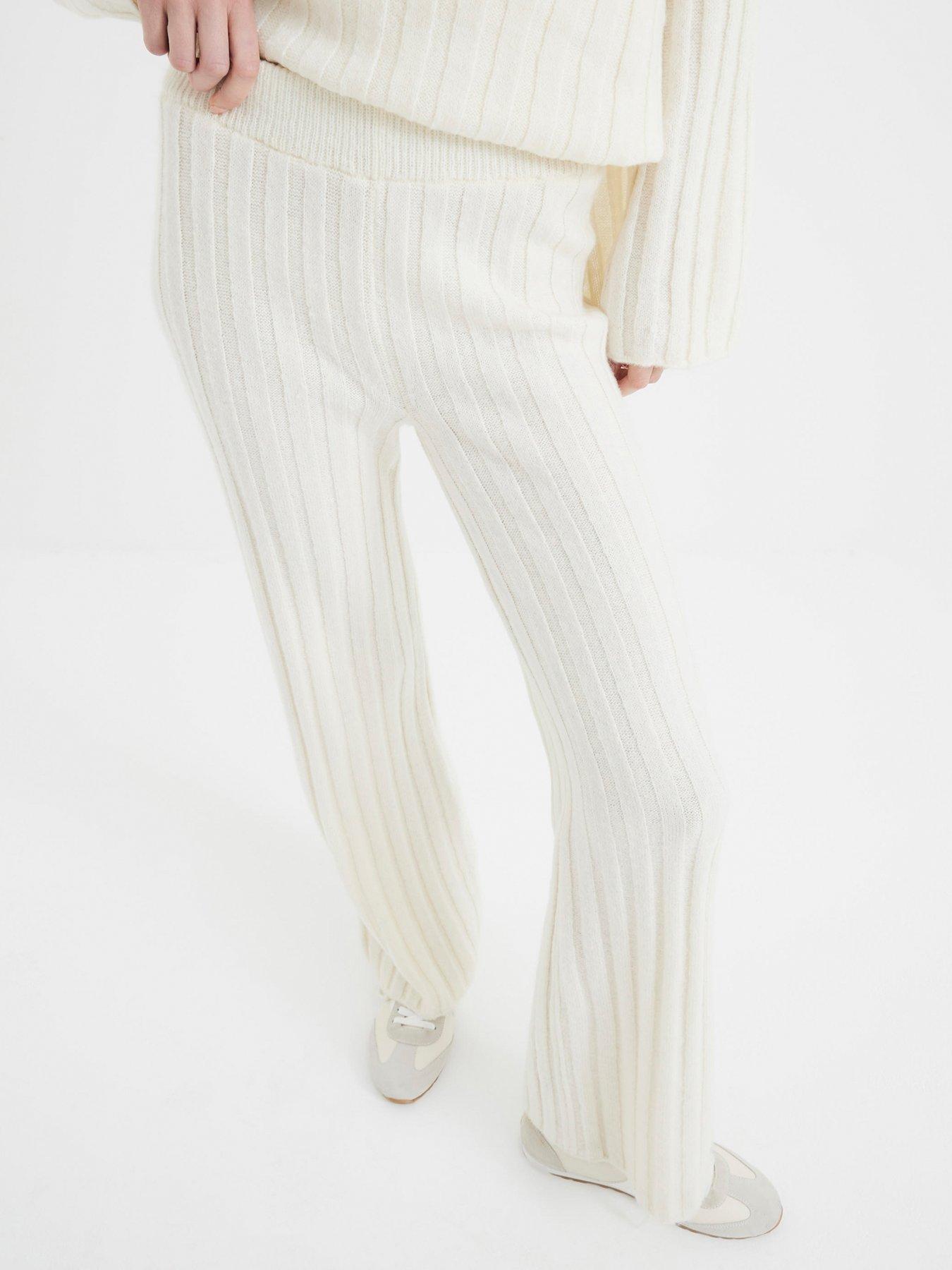 river-island-ribbed-flare-trouser-cream