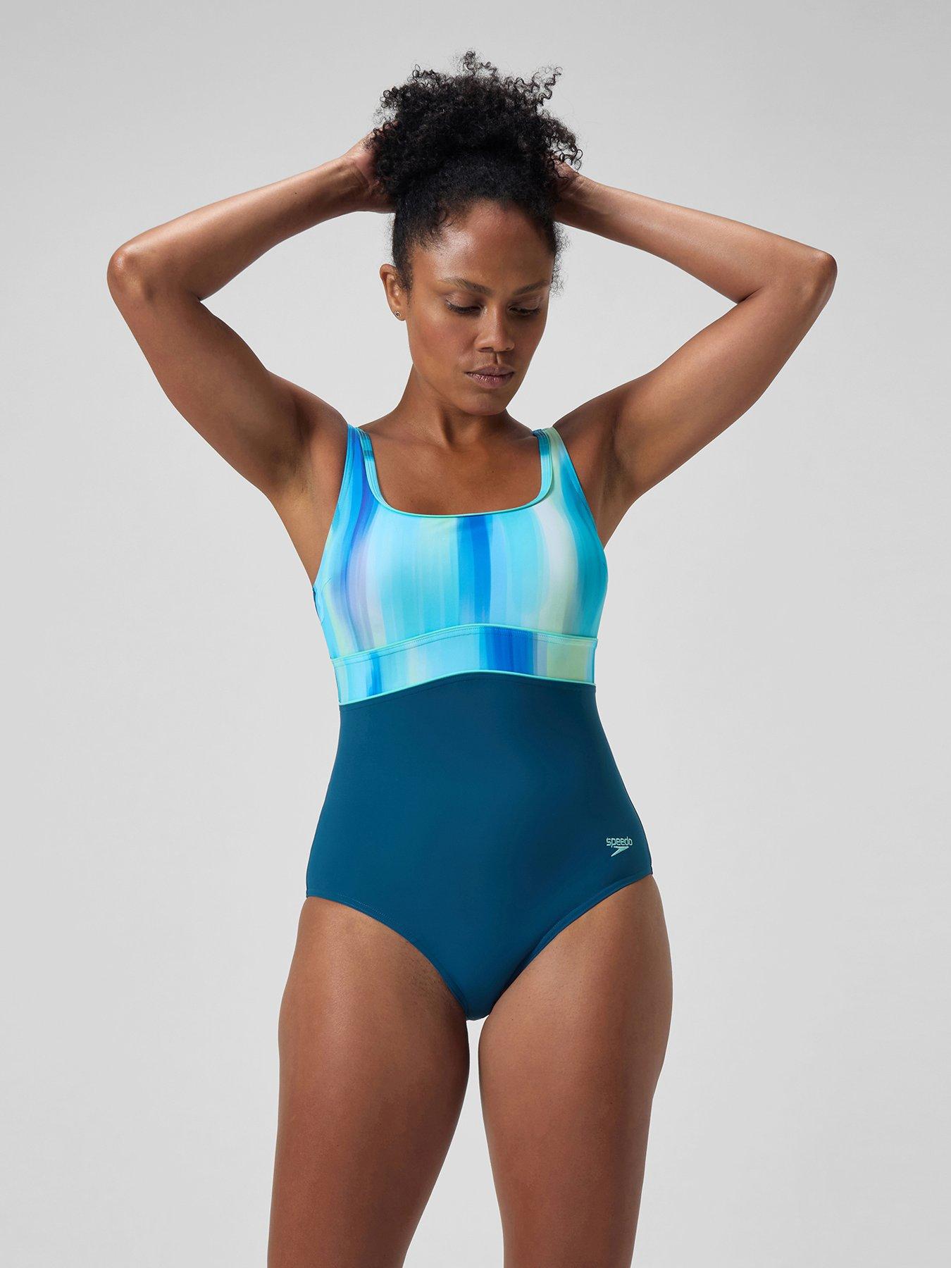 Speedo Womens Shaping Contoureclipse Printed 1 Piece - Dark Teal