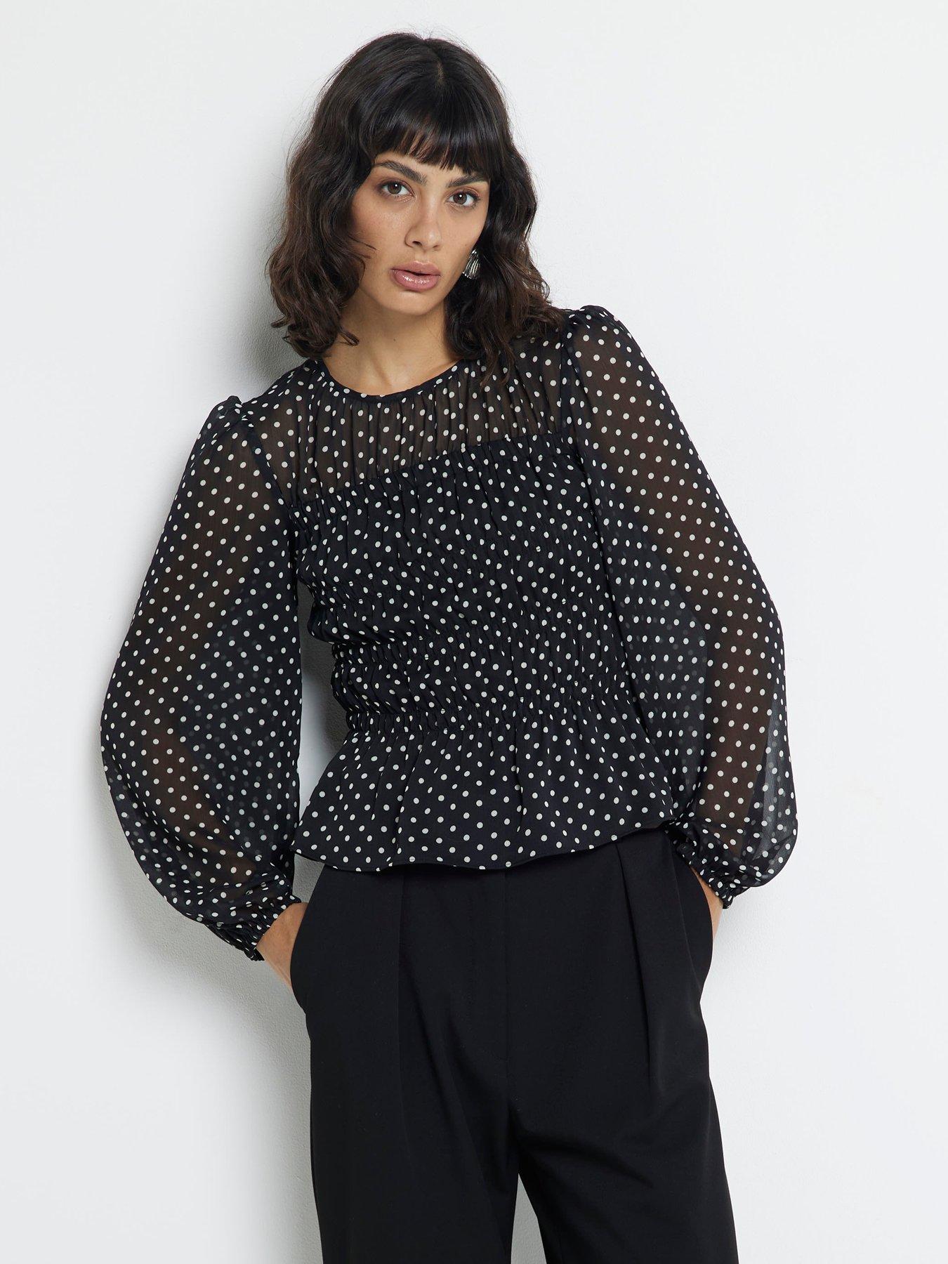 river-island-spot-shirred-chiffon-blouse-black