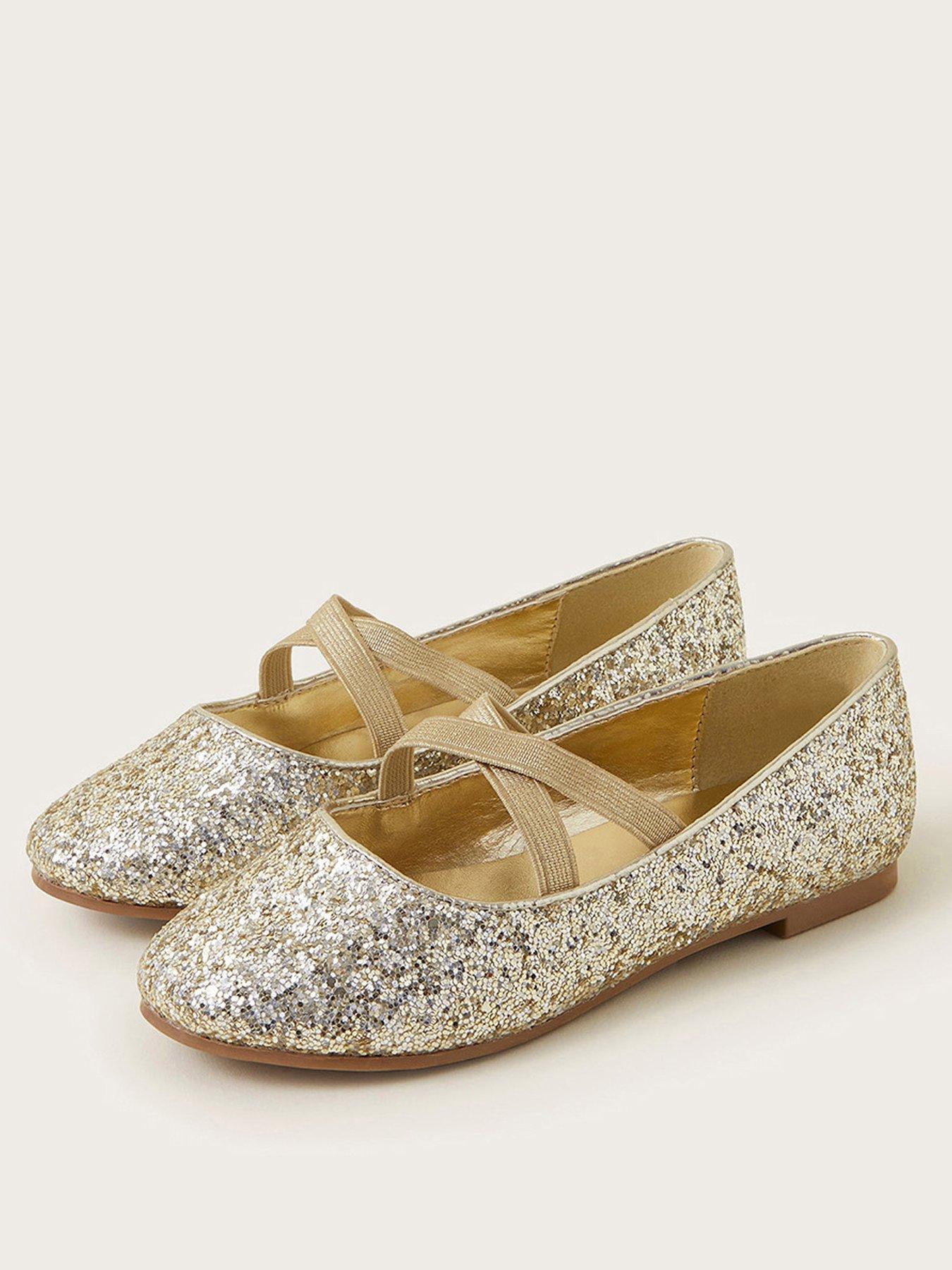 monsoon-girls-glitter-ballerina-flat-shoes-goldstillFront