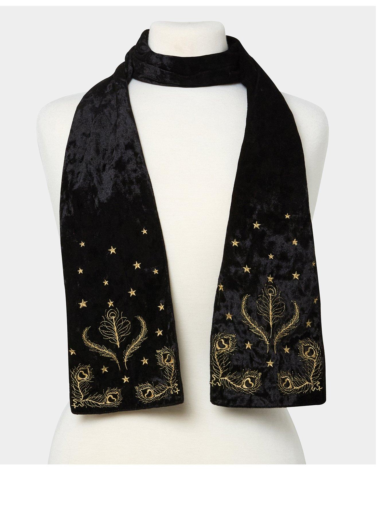 joe-browns-opulence-embroidered-velour-scarf-black