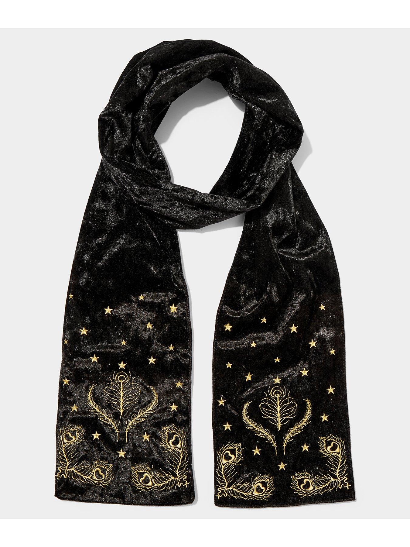 joe-browns-opulence-embroidered-velour-scarf-blackstillFront