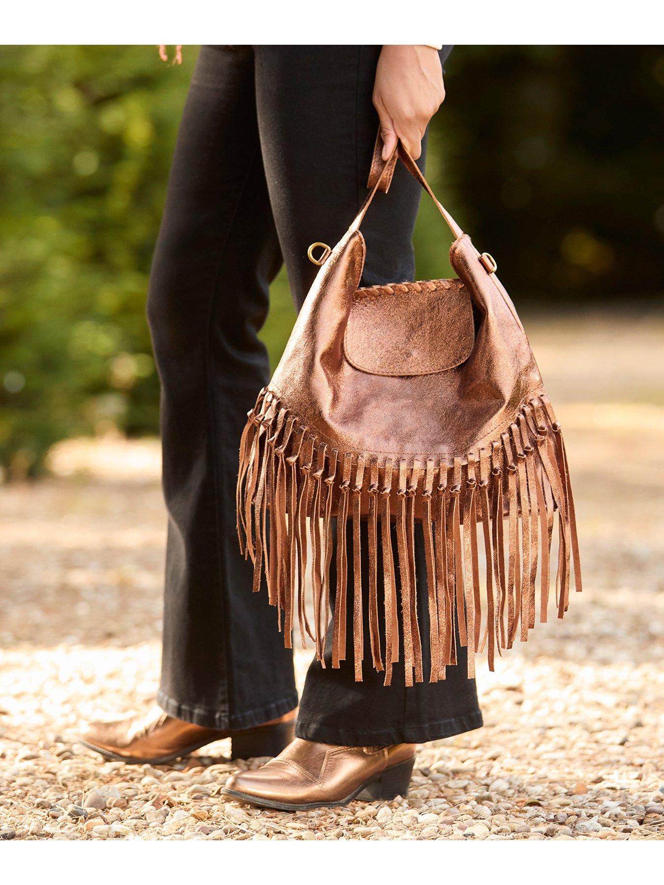 joe-browns-jaipur-shimmer-leather-tassel-bag-bronzestillFront