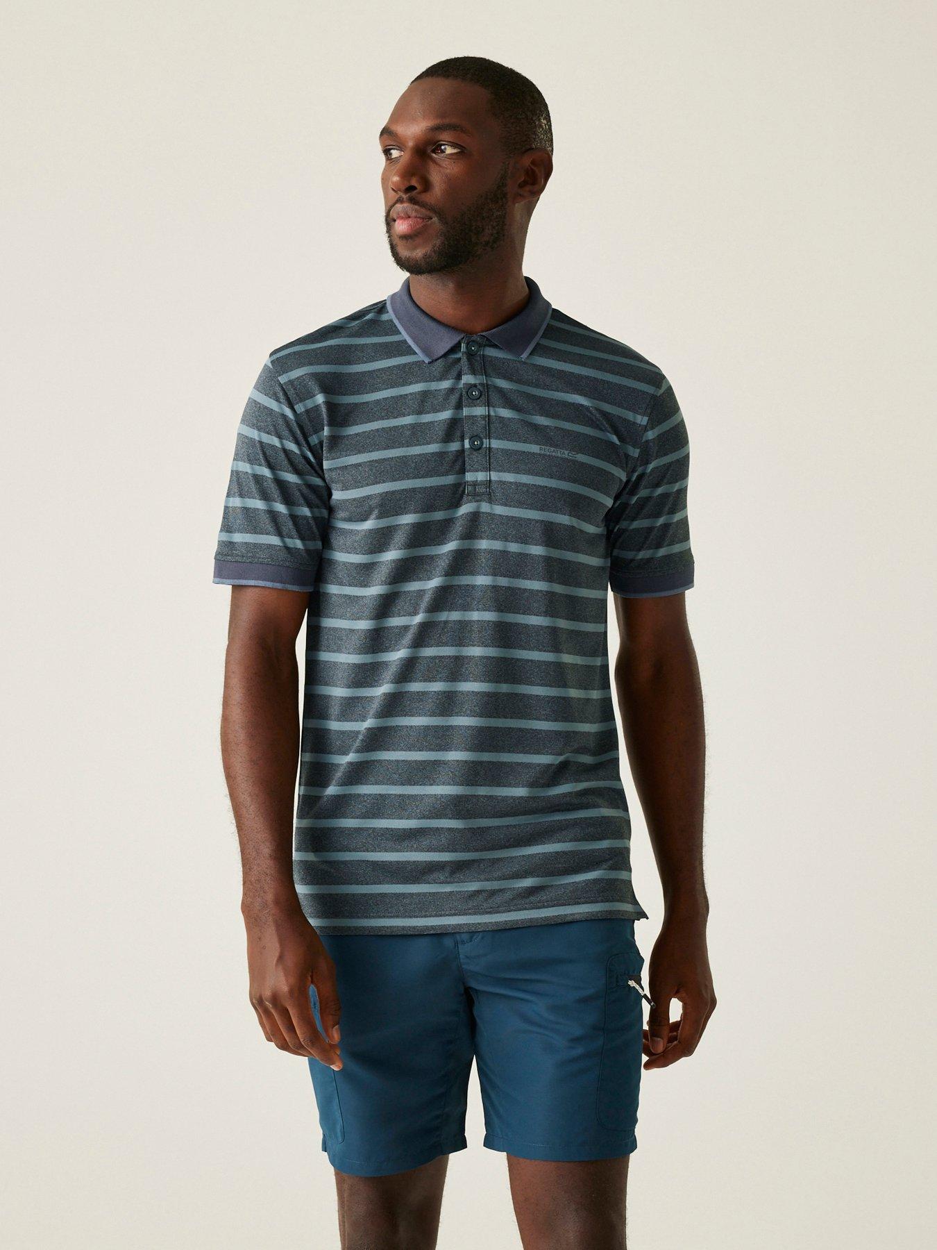 Image 1 of 6 of Regatta Mens Kildra Striped Polo Shirt- Grey