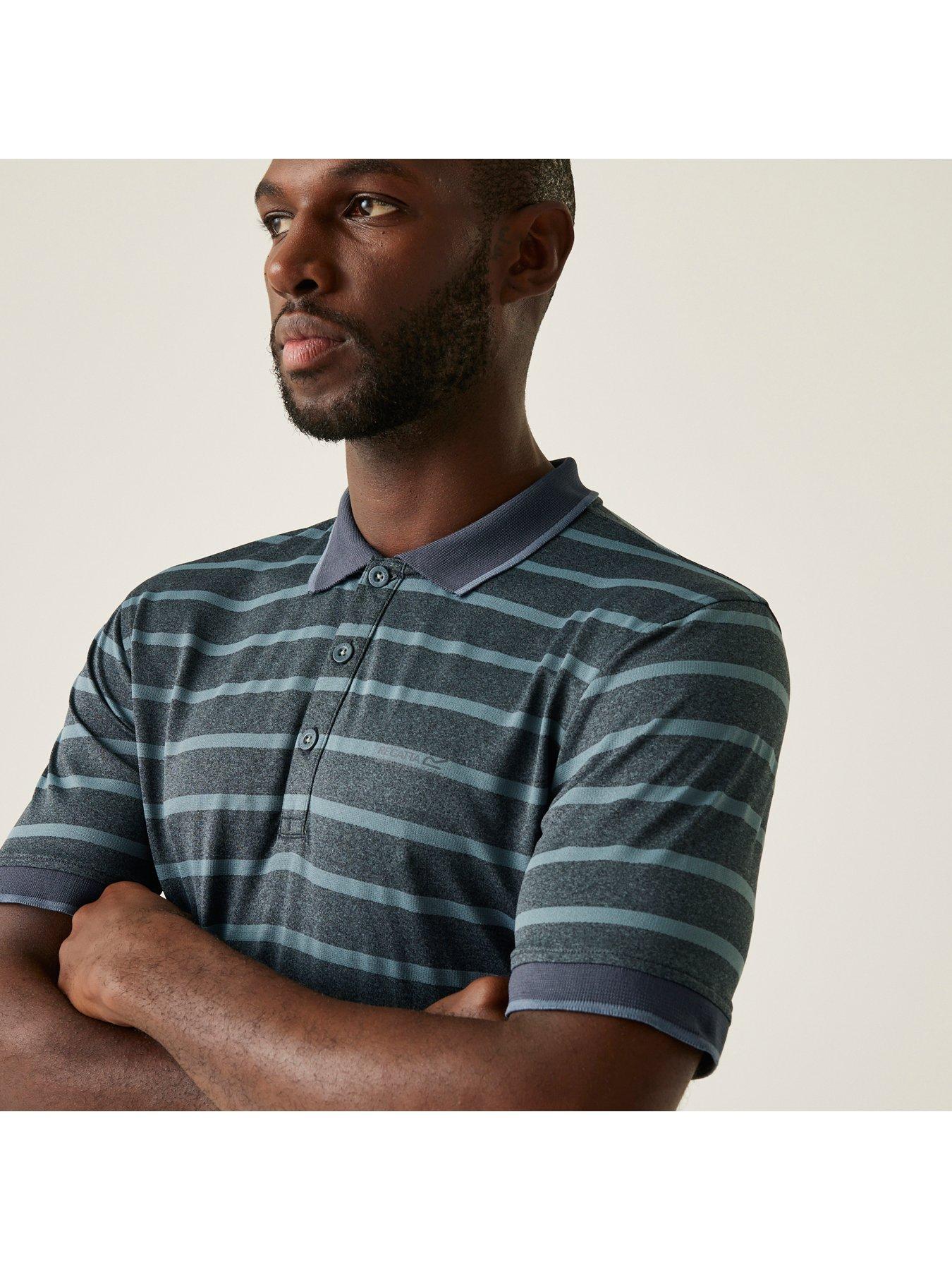Image 4 of 6 of Regatta Mens Kildra Striped Polo Shirt- Grey
