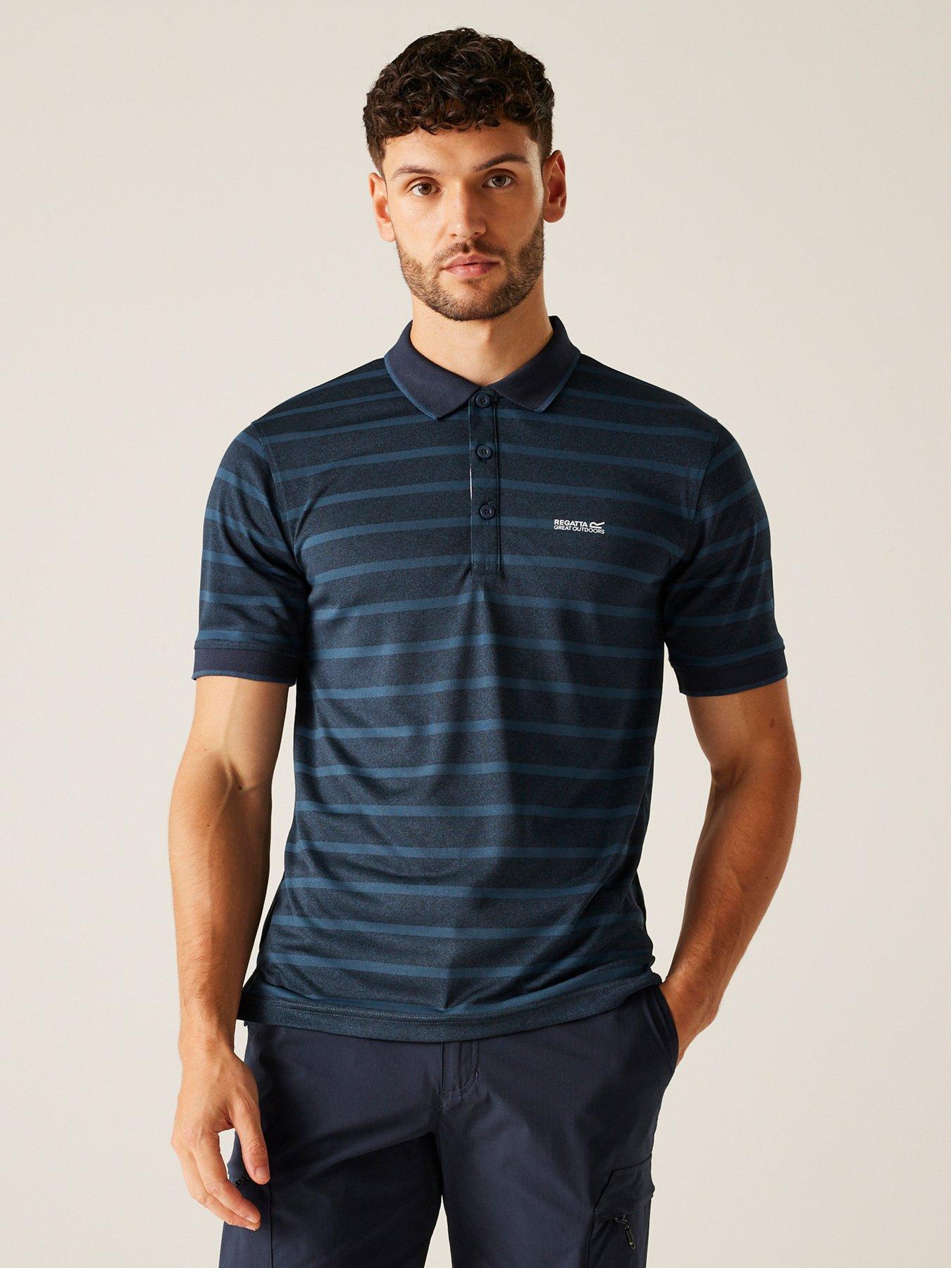 Image 1 of 6 of Regatta Men's Kildra Striped Polo Shirt- Navy