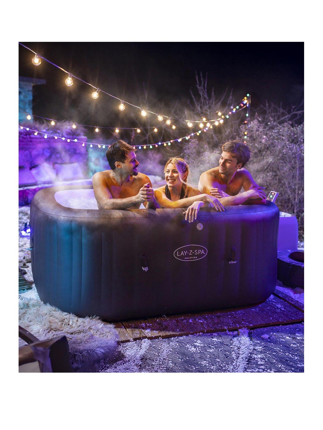 Image 1 of 7 of Lay-Z-Spa Maldives MaxHold EnergySense Smart Luxe HydroJet Pro 7 Burgundy Square (5-7 Adults)