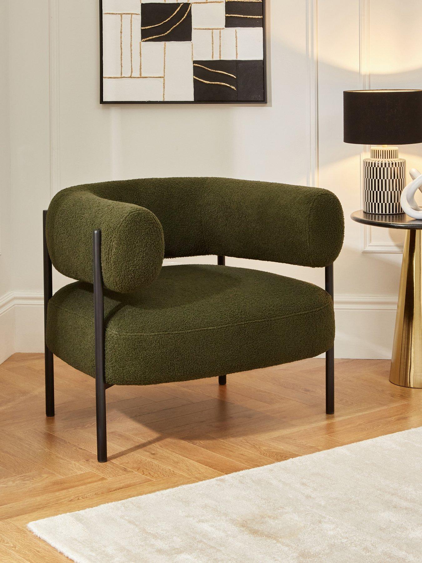Image 1 of 5 of The Very Collection Icon Boucle Fabric&nbsp;Accent Chair - Moss Green