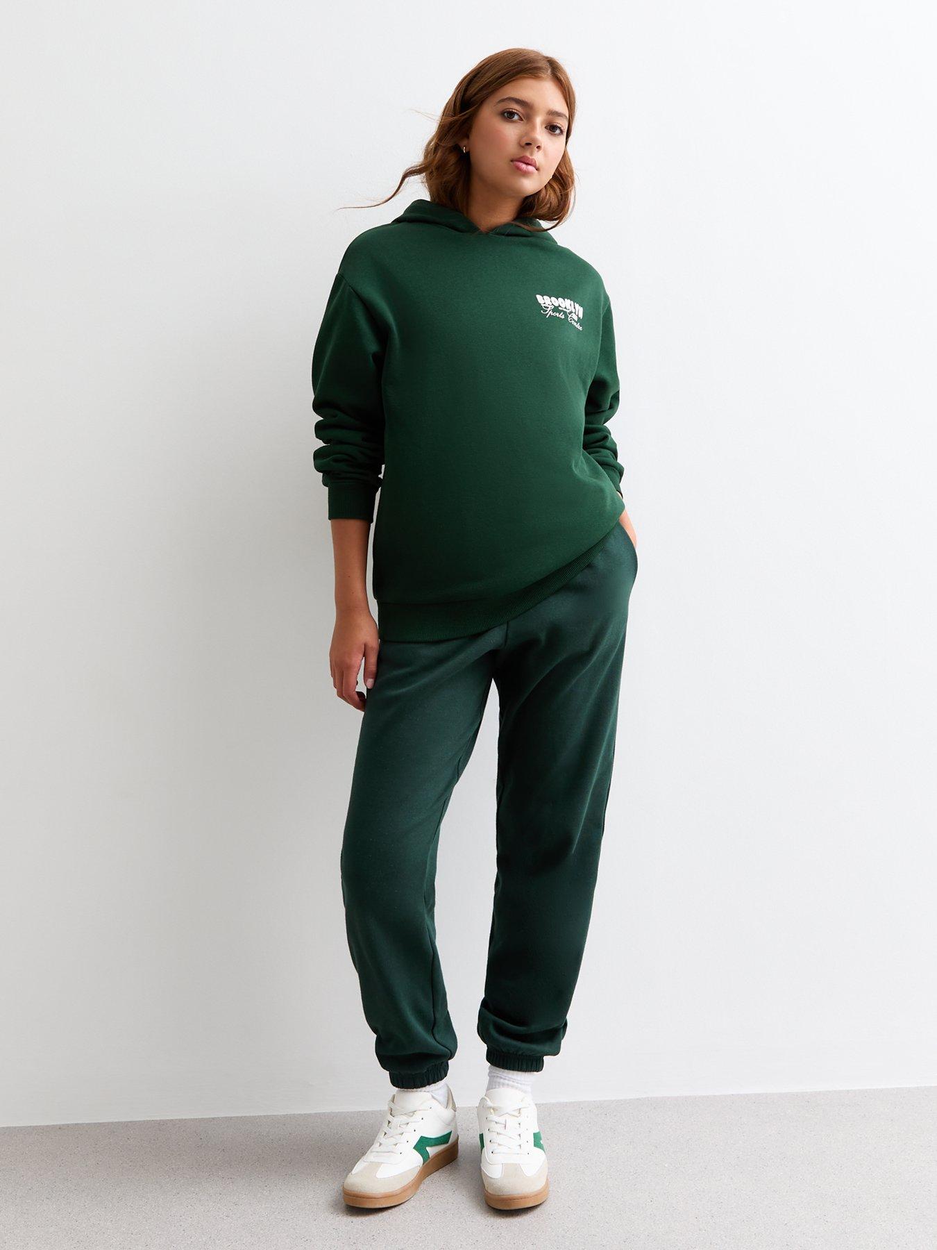 new-look-915-girls-brooklyn-slogan-jersey-hoodie-greenstillFront