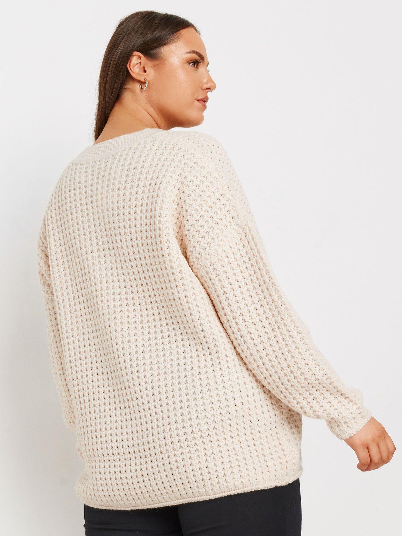 yours-curve-waffle-v-neck-jumperstillFront