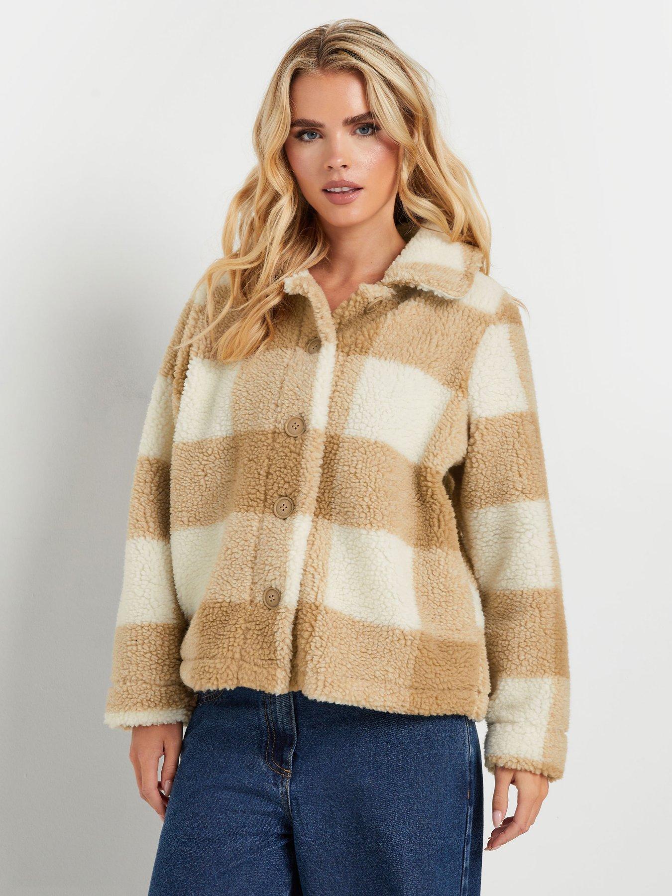 PixieGirl Petite Check Fleece Jacket - Brown
