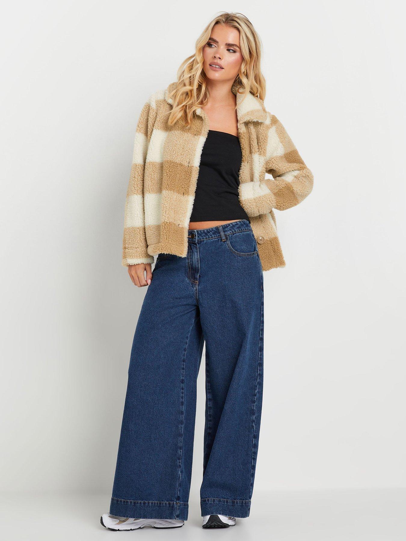 pixiegirl-petite-check-fleece-jacket-brownback