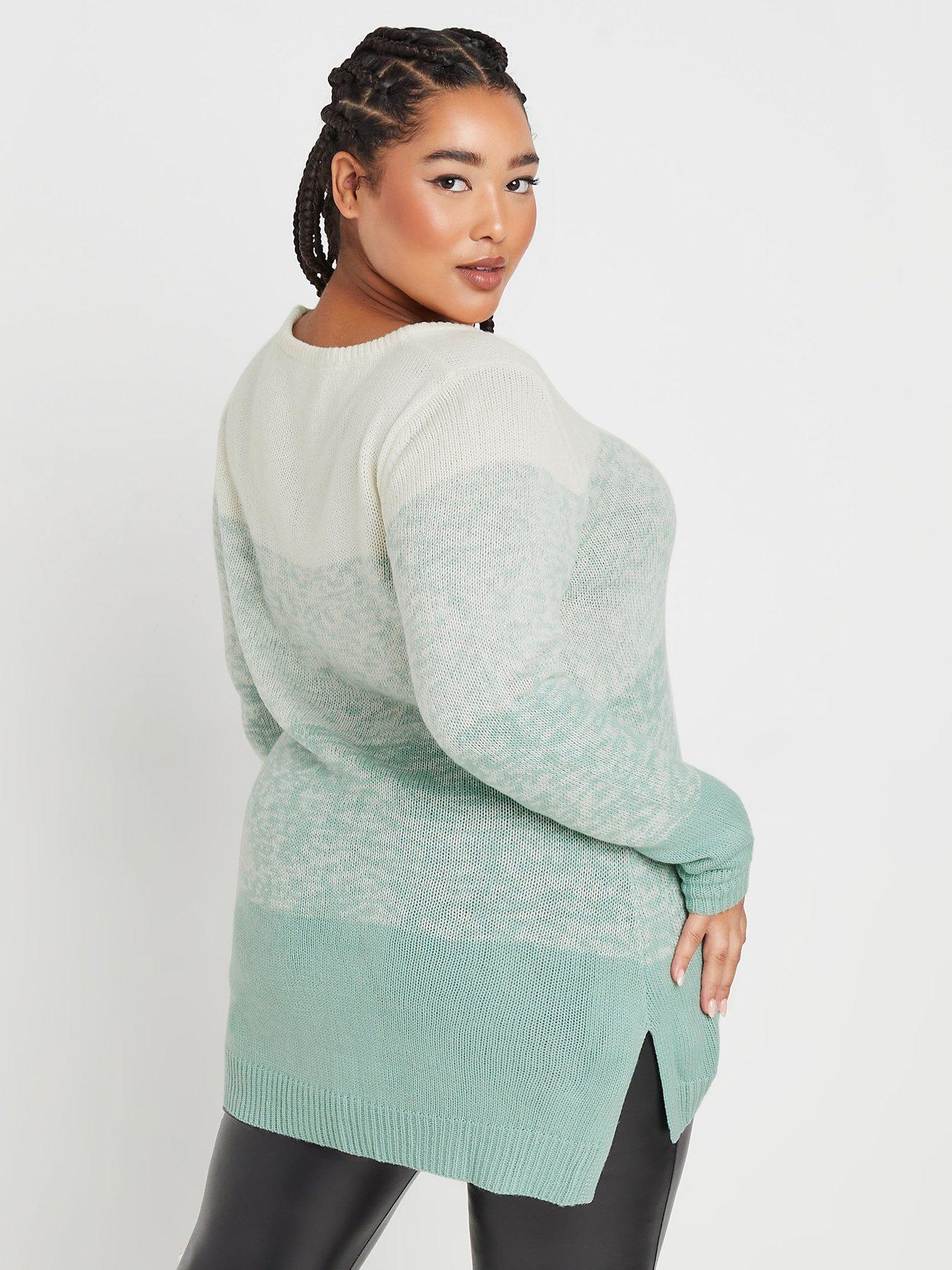 yours-curve-colourblock-4-panel-jumper-greenstillFront