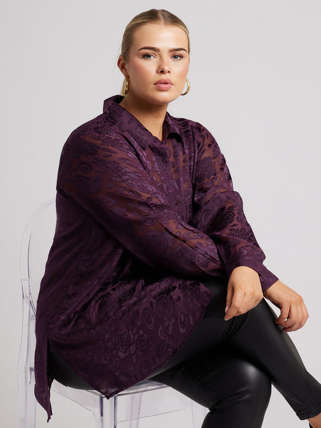 yours-curve-floral-burnout-shirt-purple