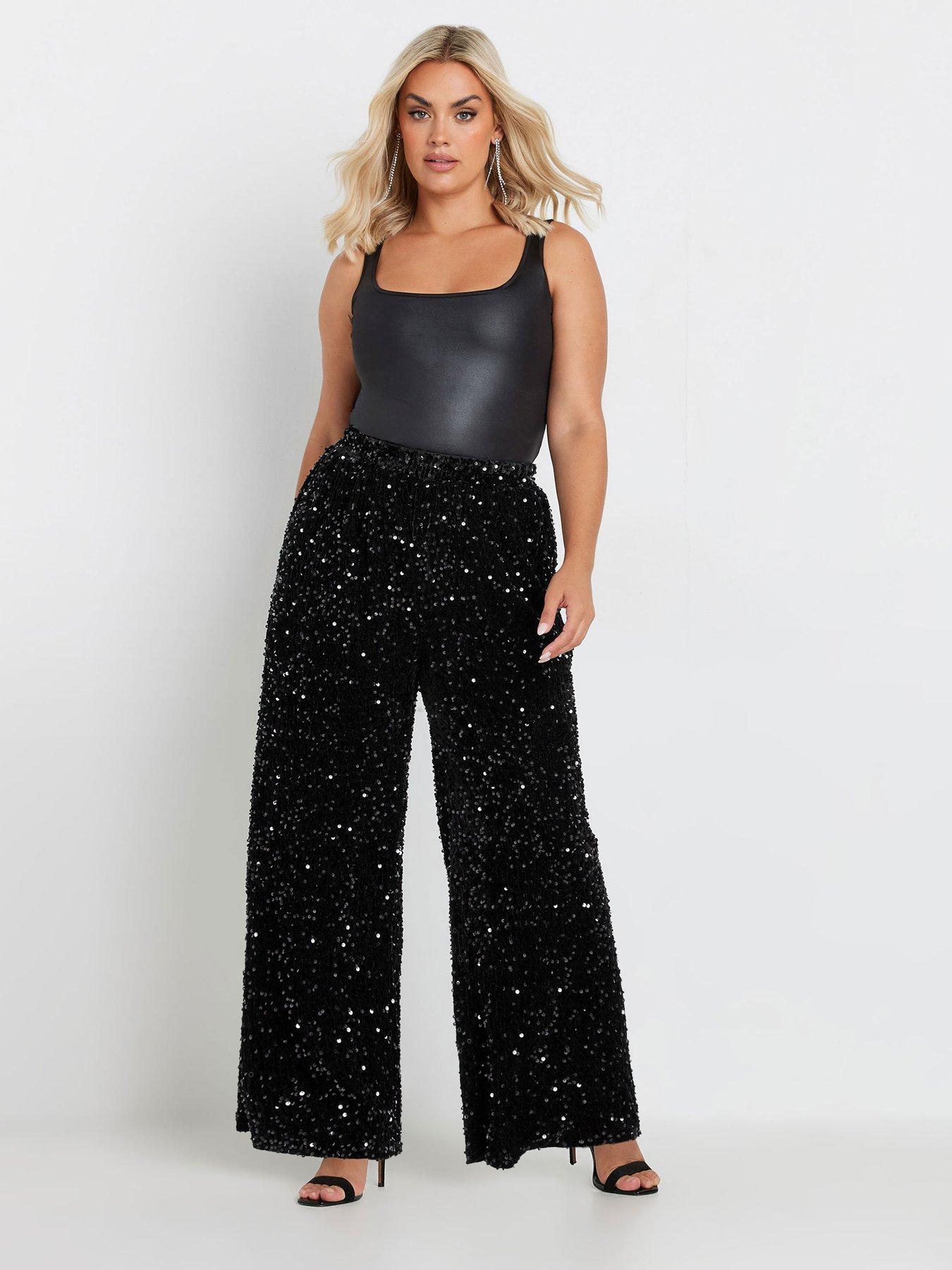 yours-curve-sequin-wide-leg-trouser-blackback