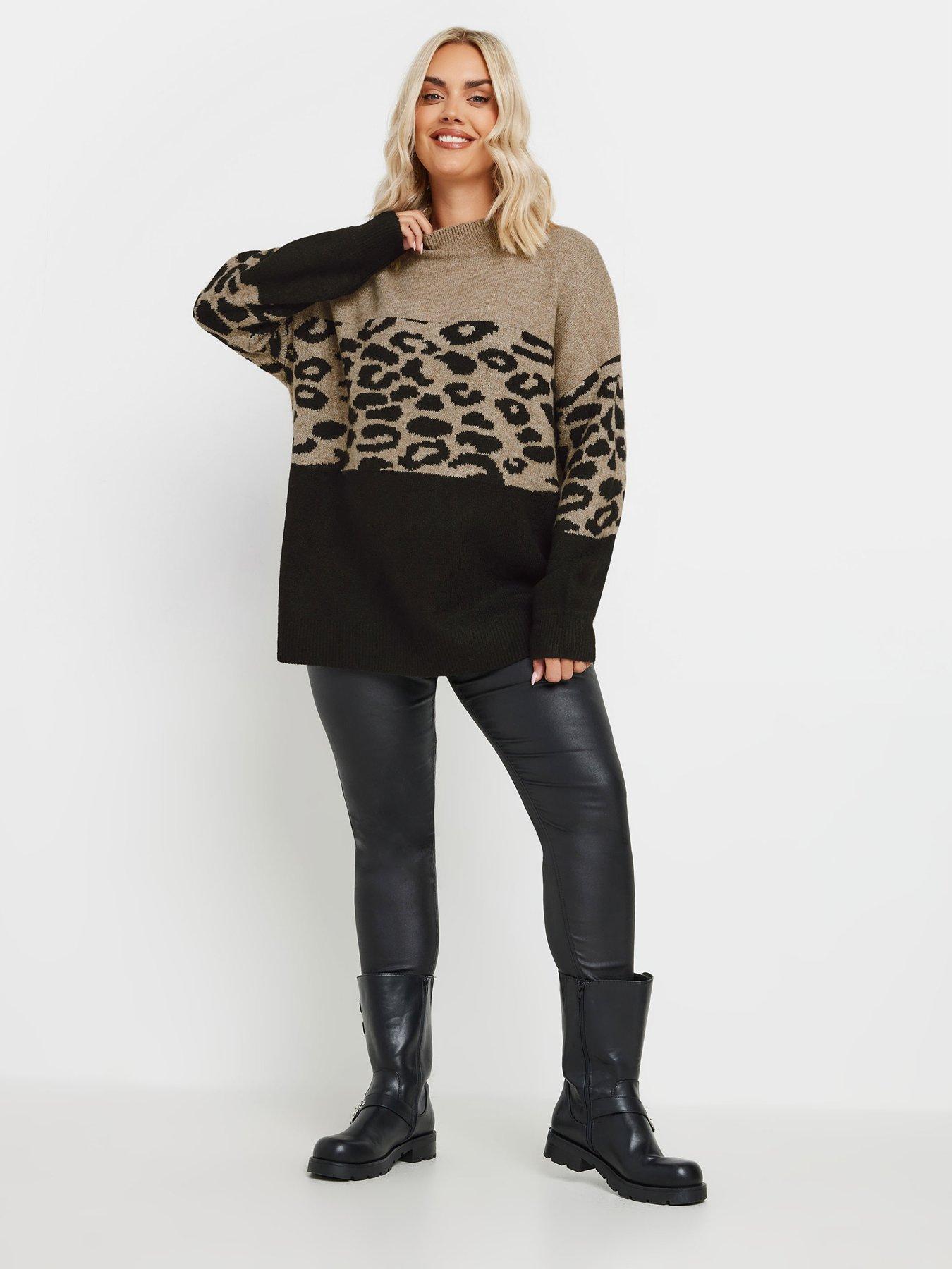 yours-curve-animal-colourblock-high-neck-jumperback