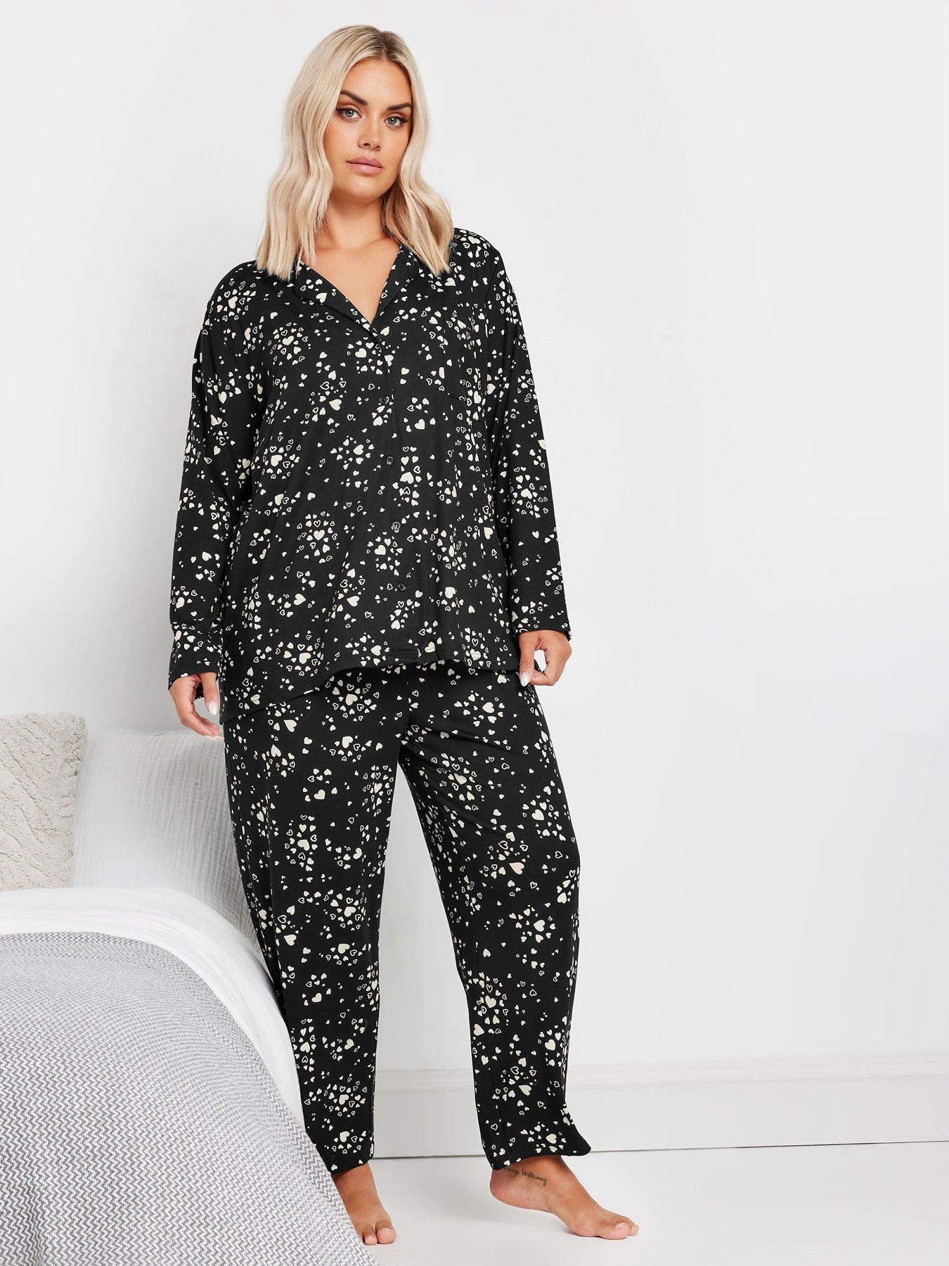 yours-curve-soft-touch-drawn-heart-pj-set-blackback