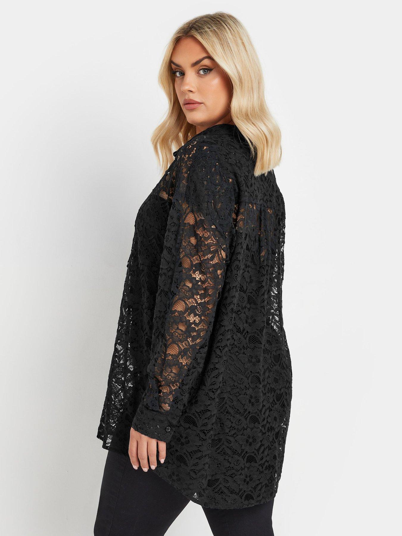 yours-curve-lace-shirt-blackstillFront