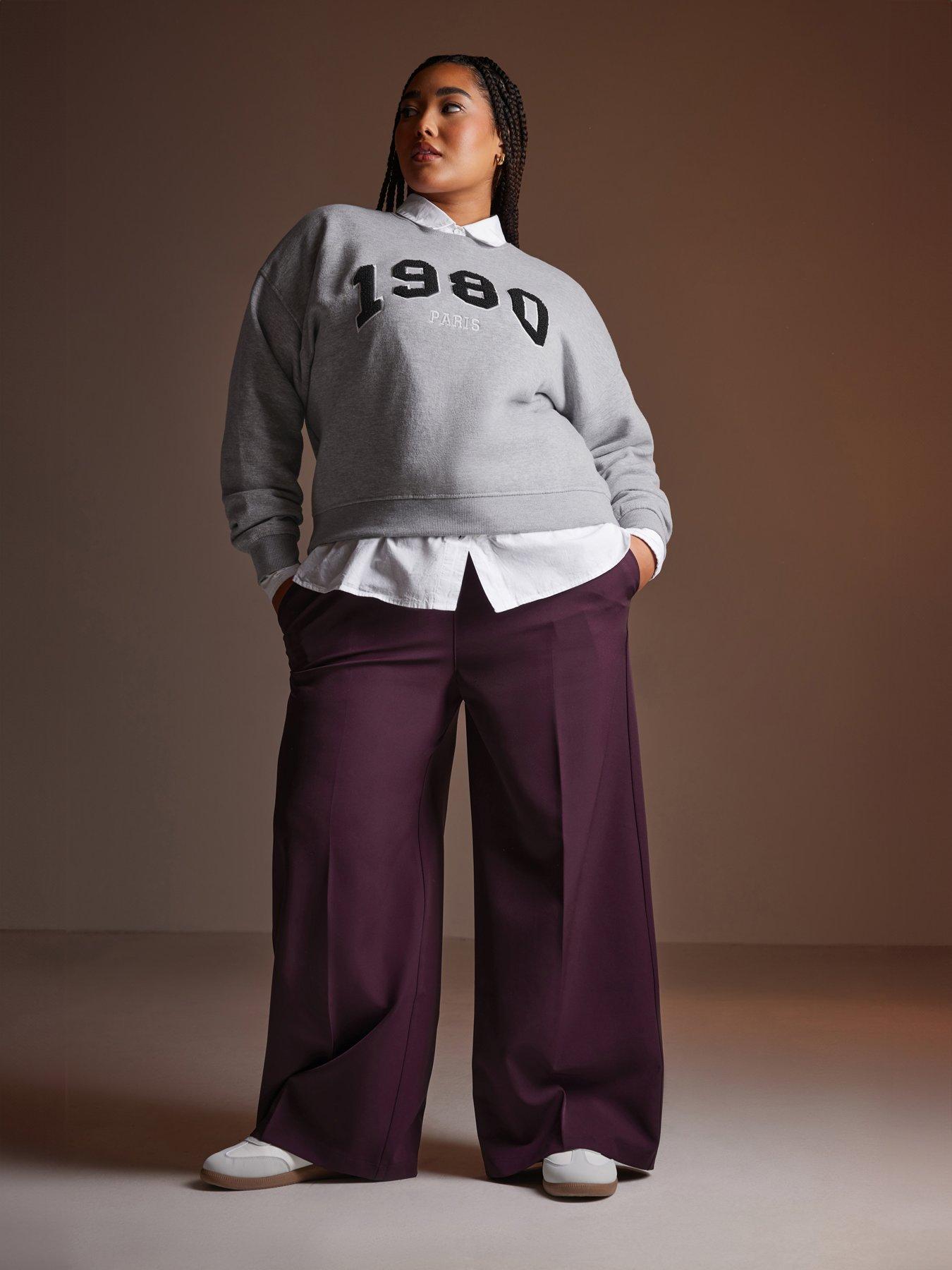 Image of Yours Curve Pull On Wide Leg Trouser - Red