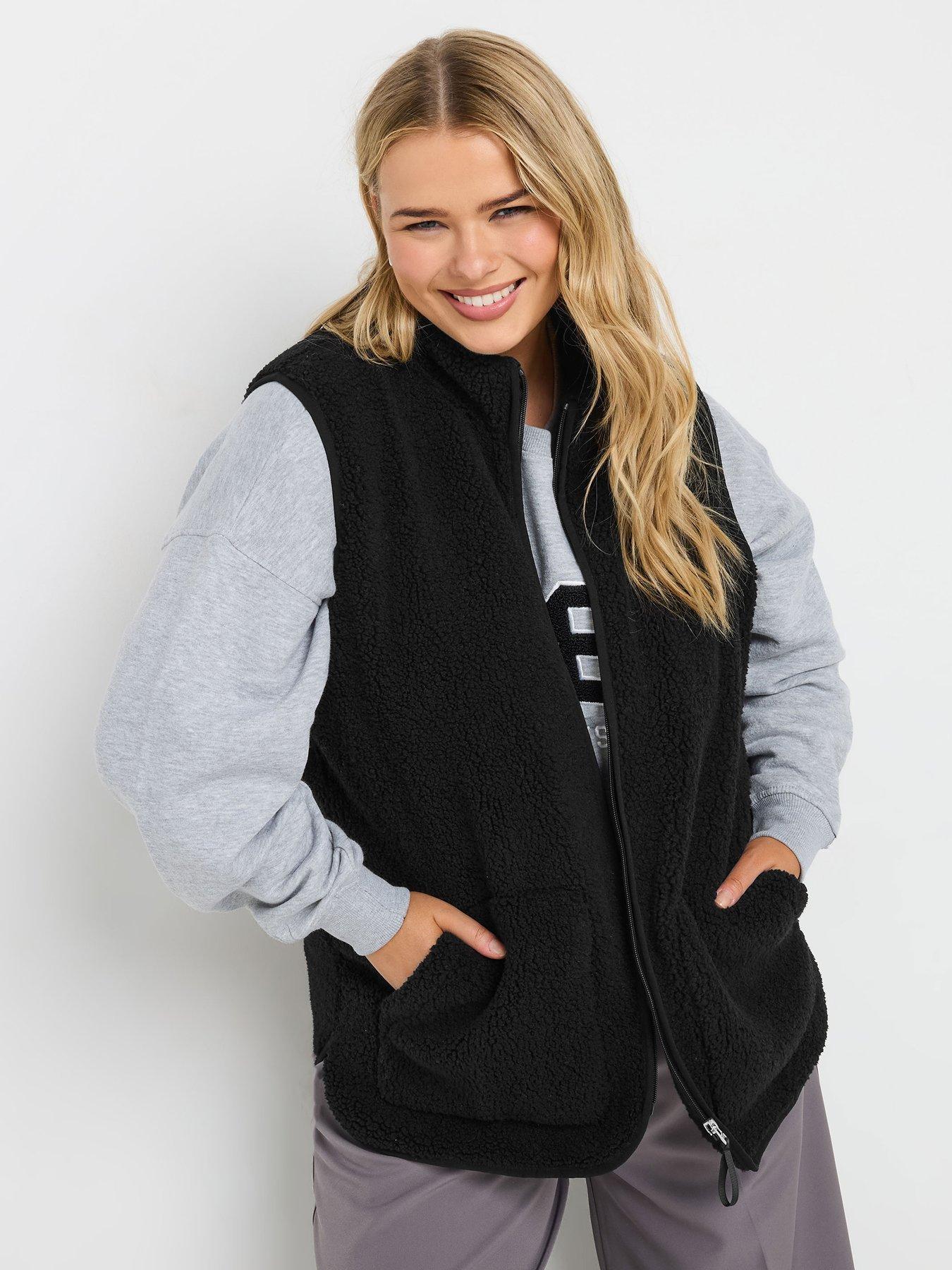 Yours Curve Borg Gilet - Black