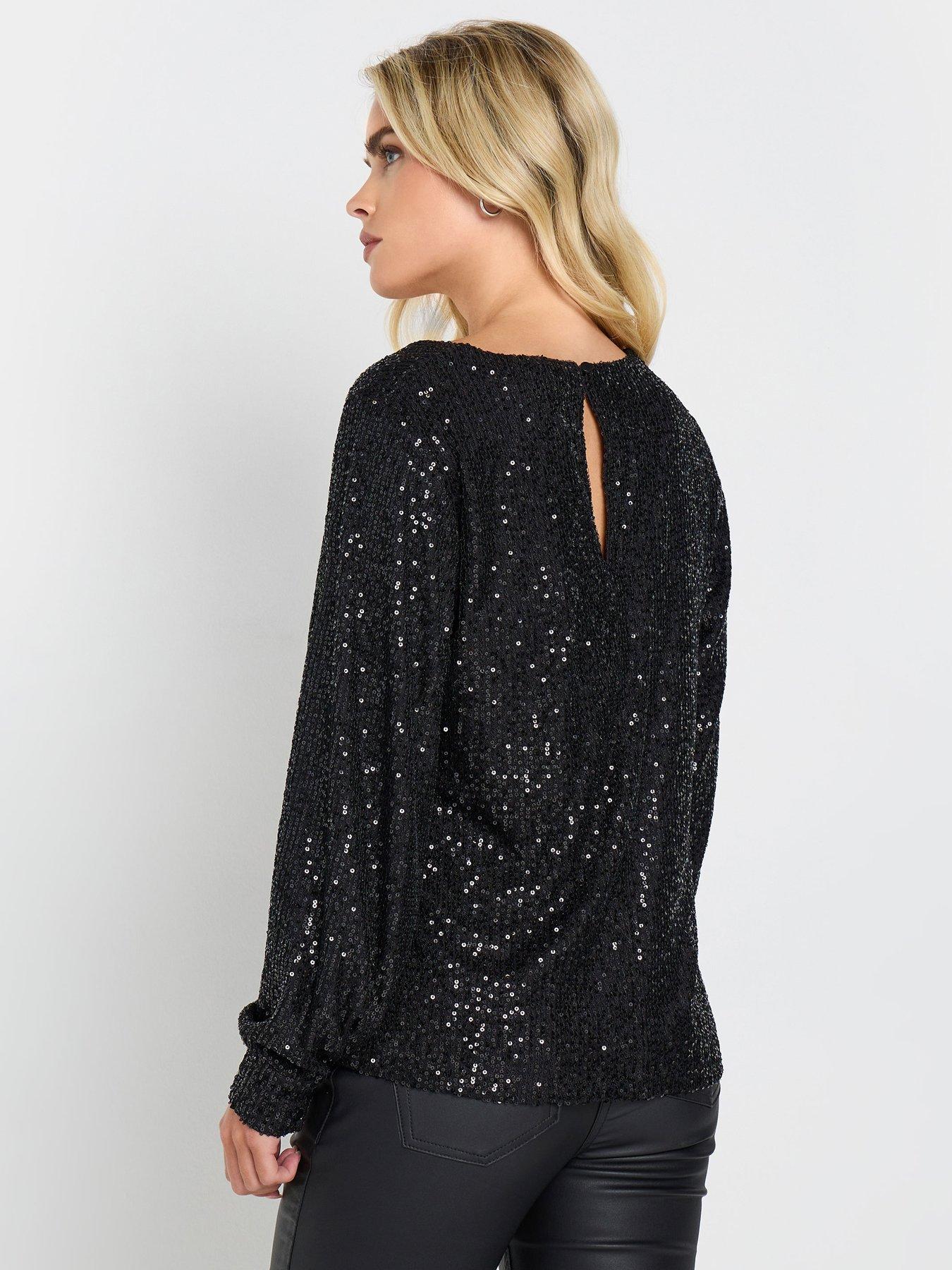 mco-petite-petite-v-neck-long-sleeve-sequin-topstillFront