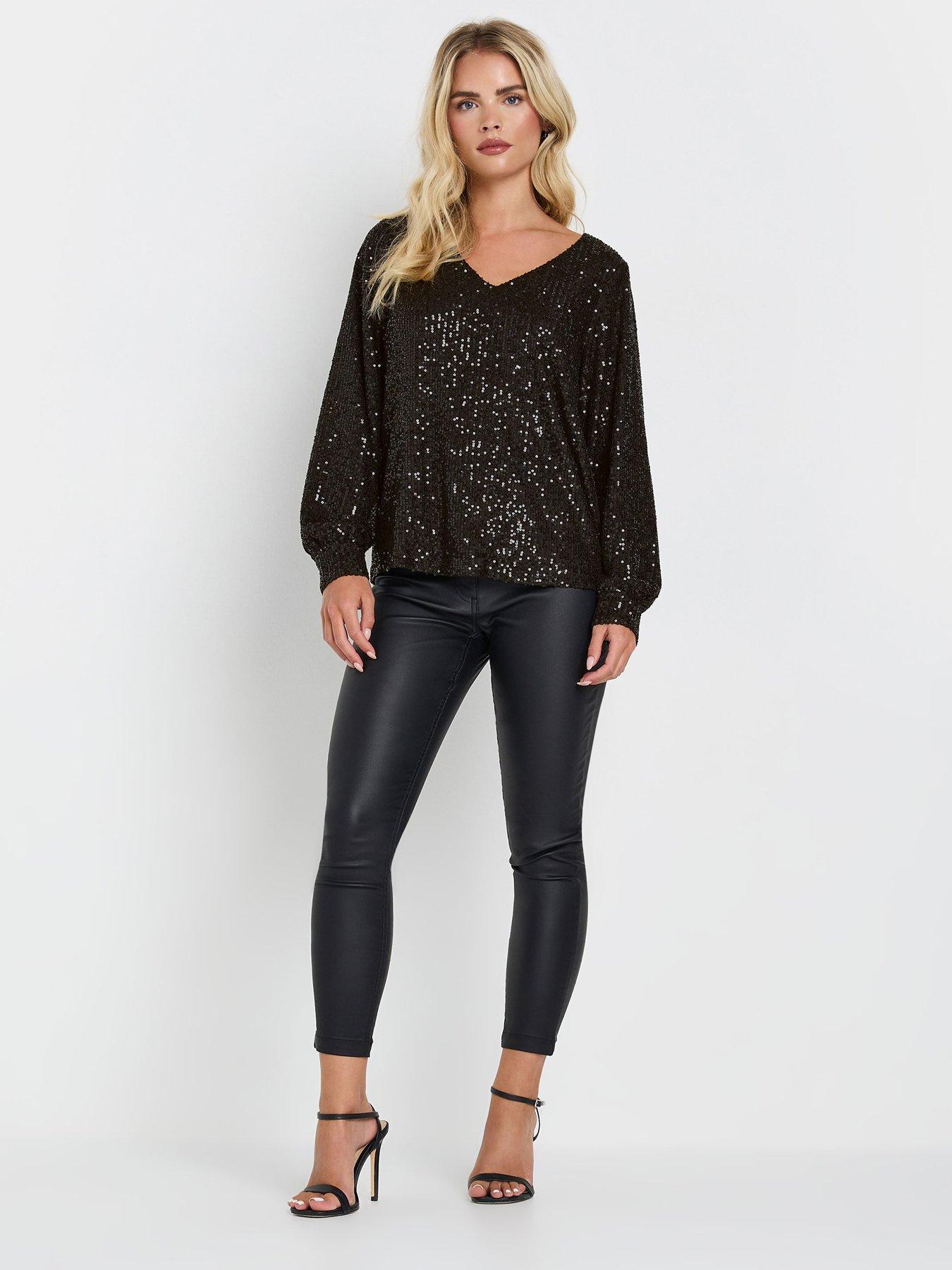 mco-petite-petite-v-neck-long-sleeve-sequin-topback