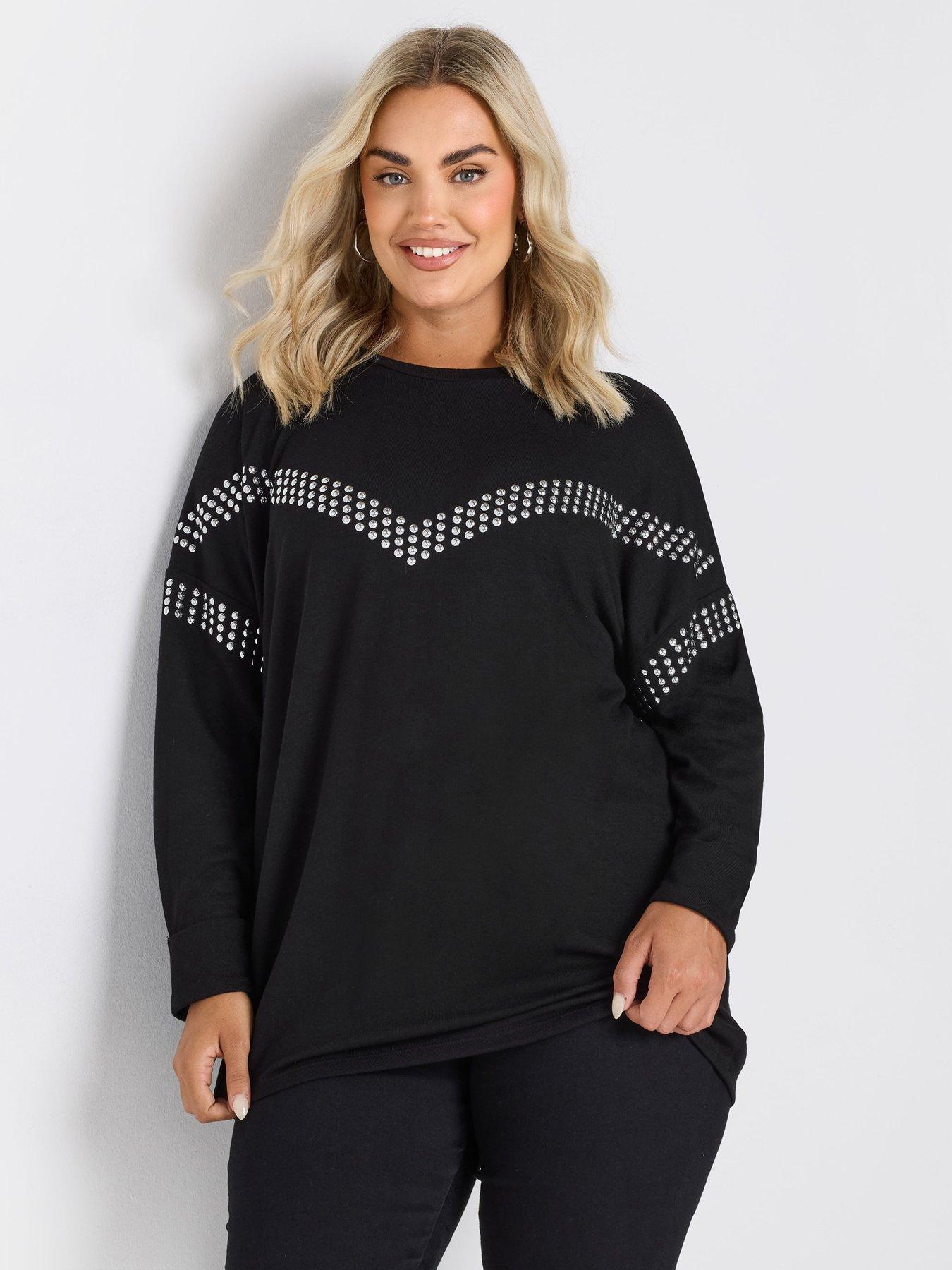 yours-curve-chevron-stud-jumper-black