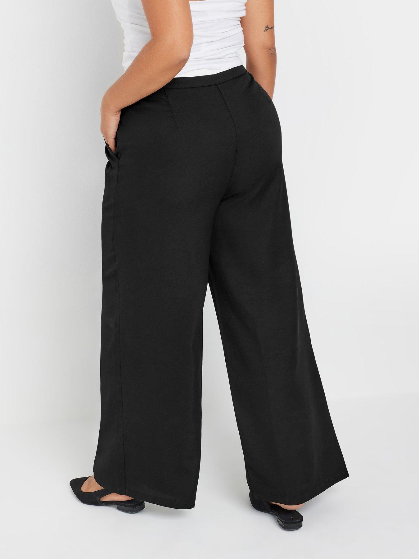 yours-curve-drawstring-contrast-waist-wide-blackstillFront