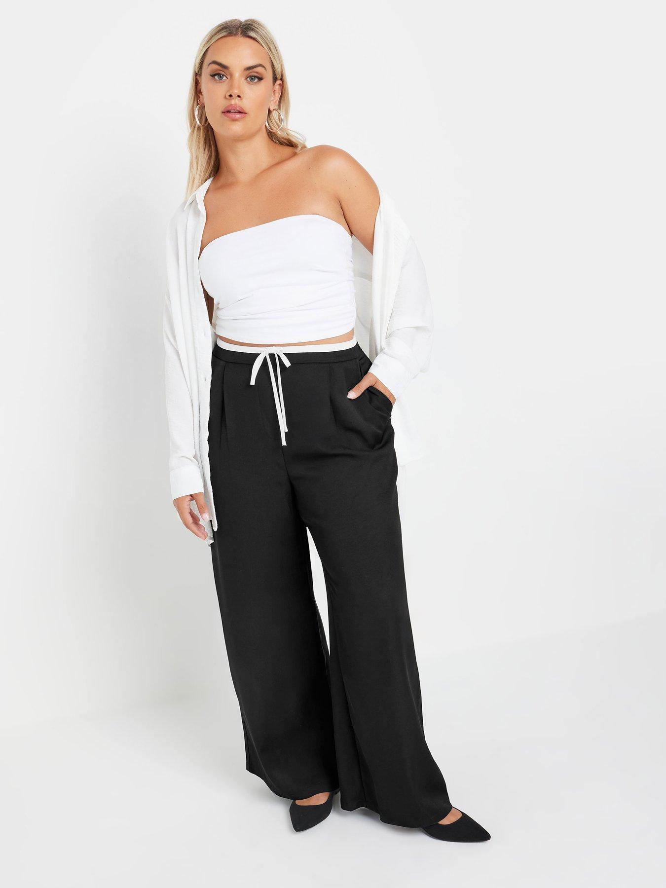 yours-curve-drawstring-contrast-waist-wide-blackback