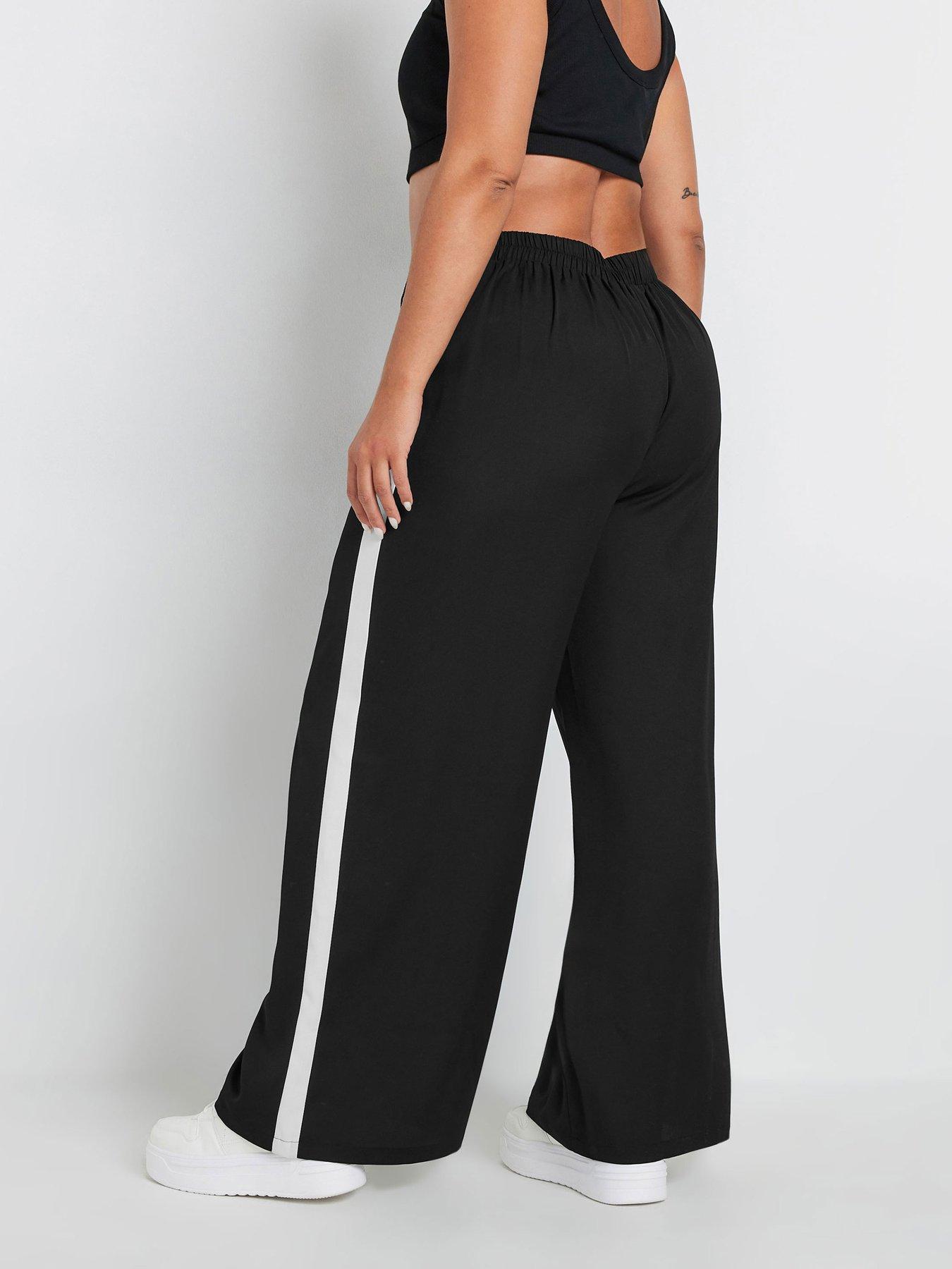 yours-curve-side-stripe-wide-leg-trousers-blackstillFront