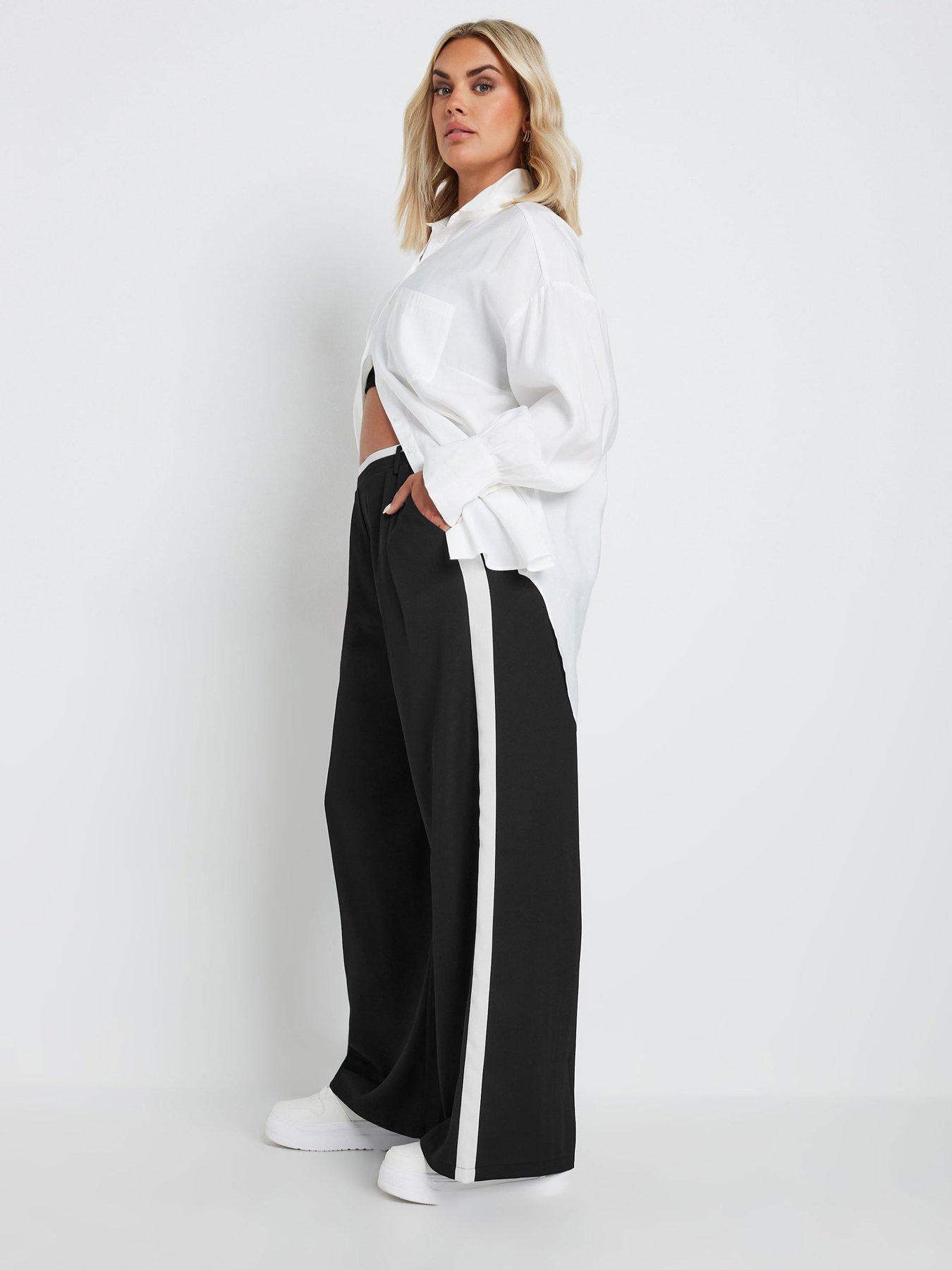 yours-curve-side-stripe-wide-leg-trousers-blackback